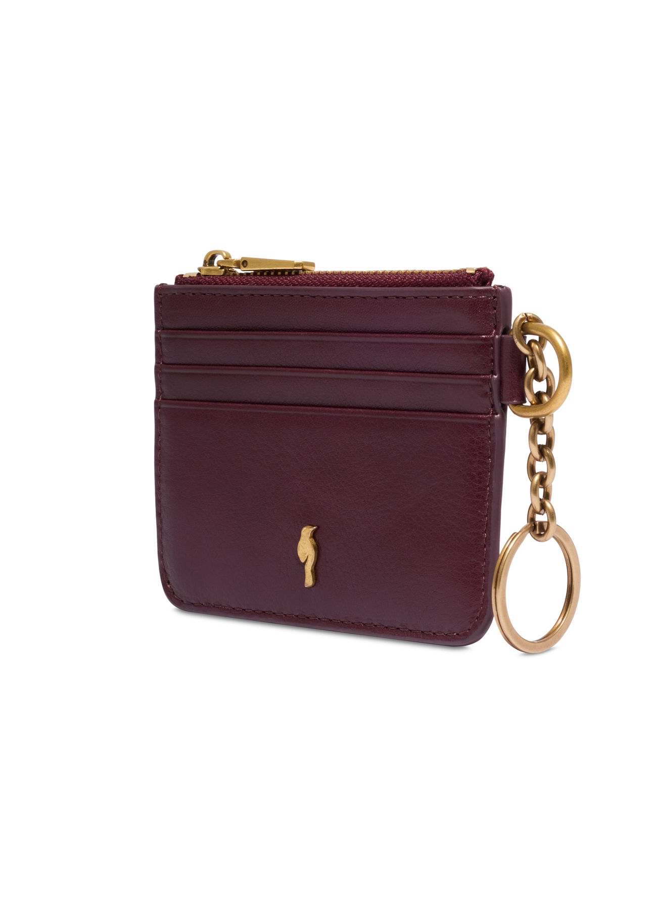 Невеликий бордовий шкіряний чохол PORES-0995-4D(Z26), діагональний вигляд виробу на білому тлі.