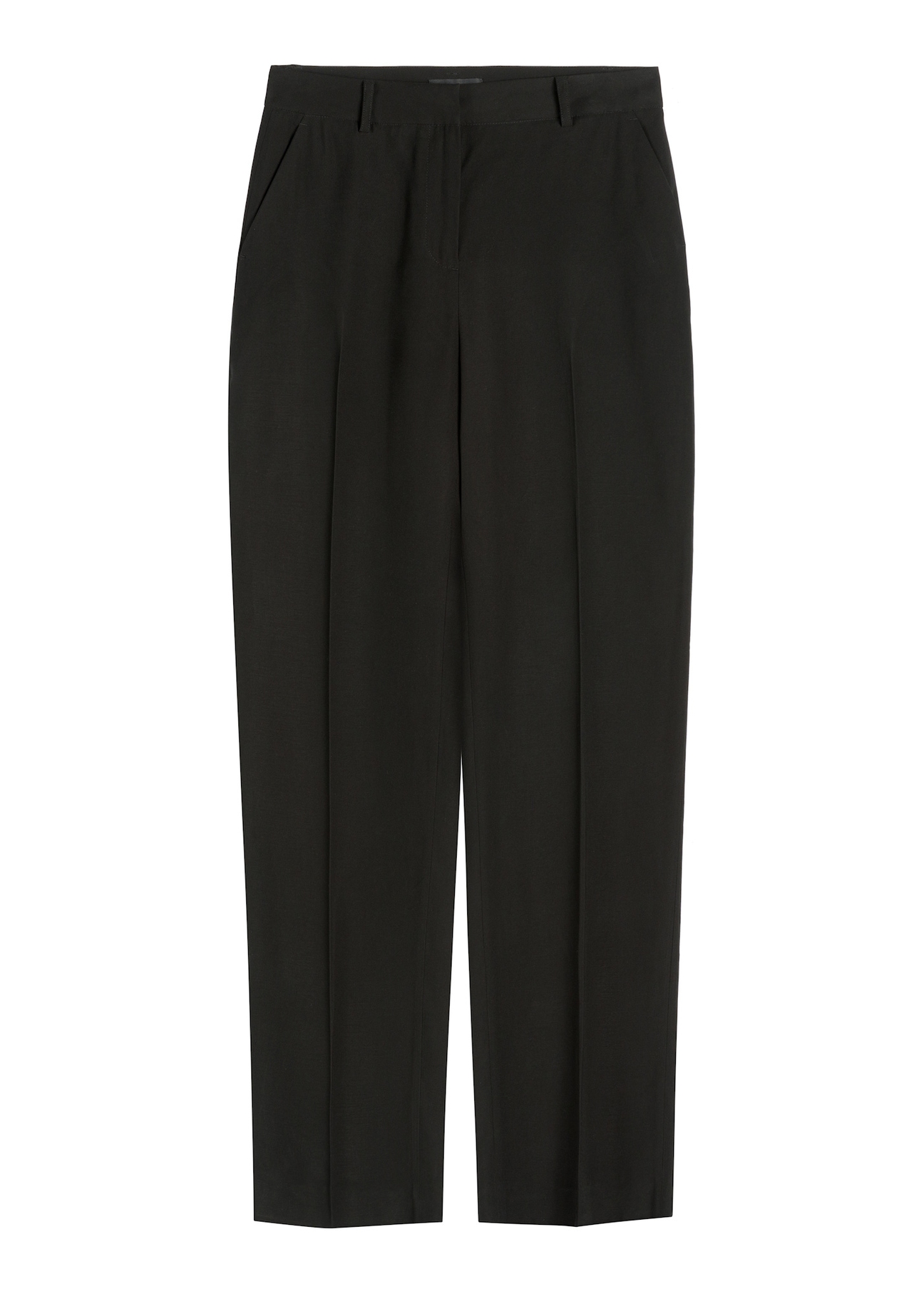 Чорні елегантні жіночі штани SPODT-0106A-99(W26), вигляд виробу спереду на білому тлі.