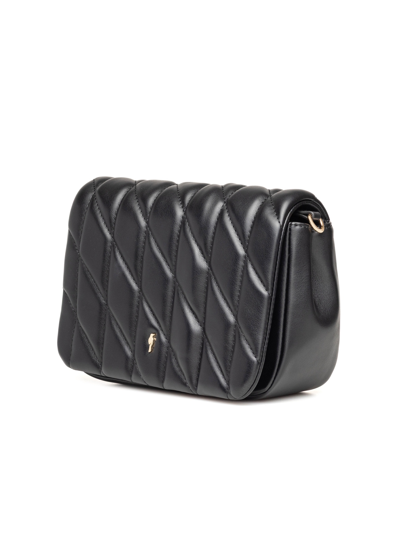 Чорна жіноча сумка з прострочкою TOREC-1151-99(W26), діагональний вигляд виробу на білому фоні.