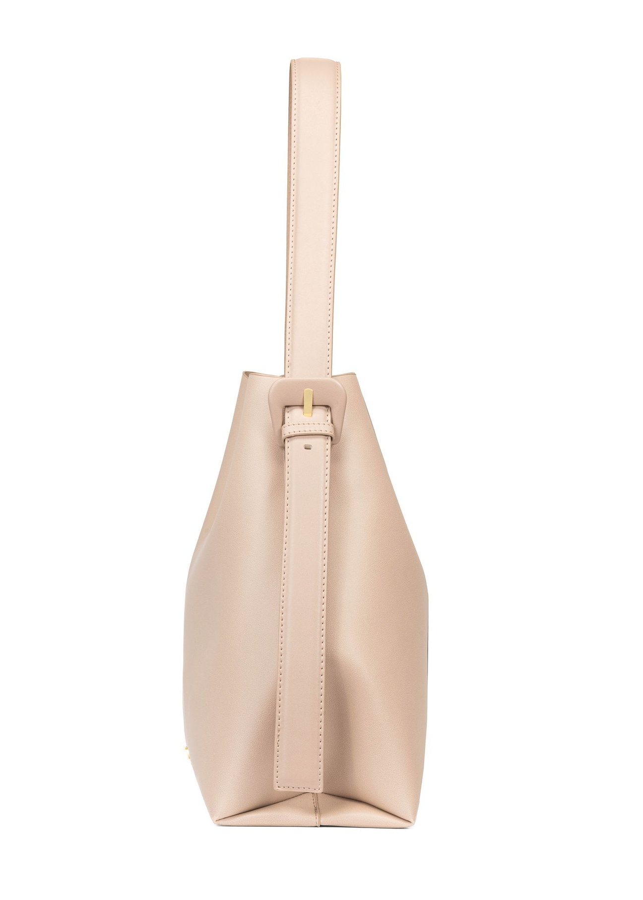 Бежева жіноча сумка-шопер TOREC-0903-1B(W26), вигляд виробу збоку на білому фоні.