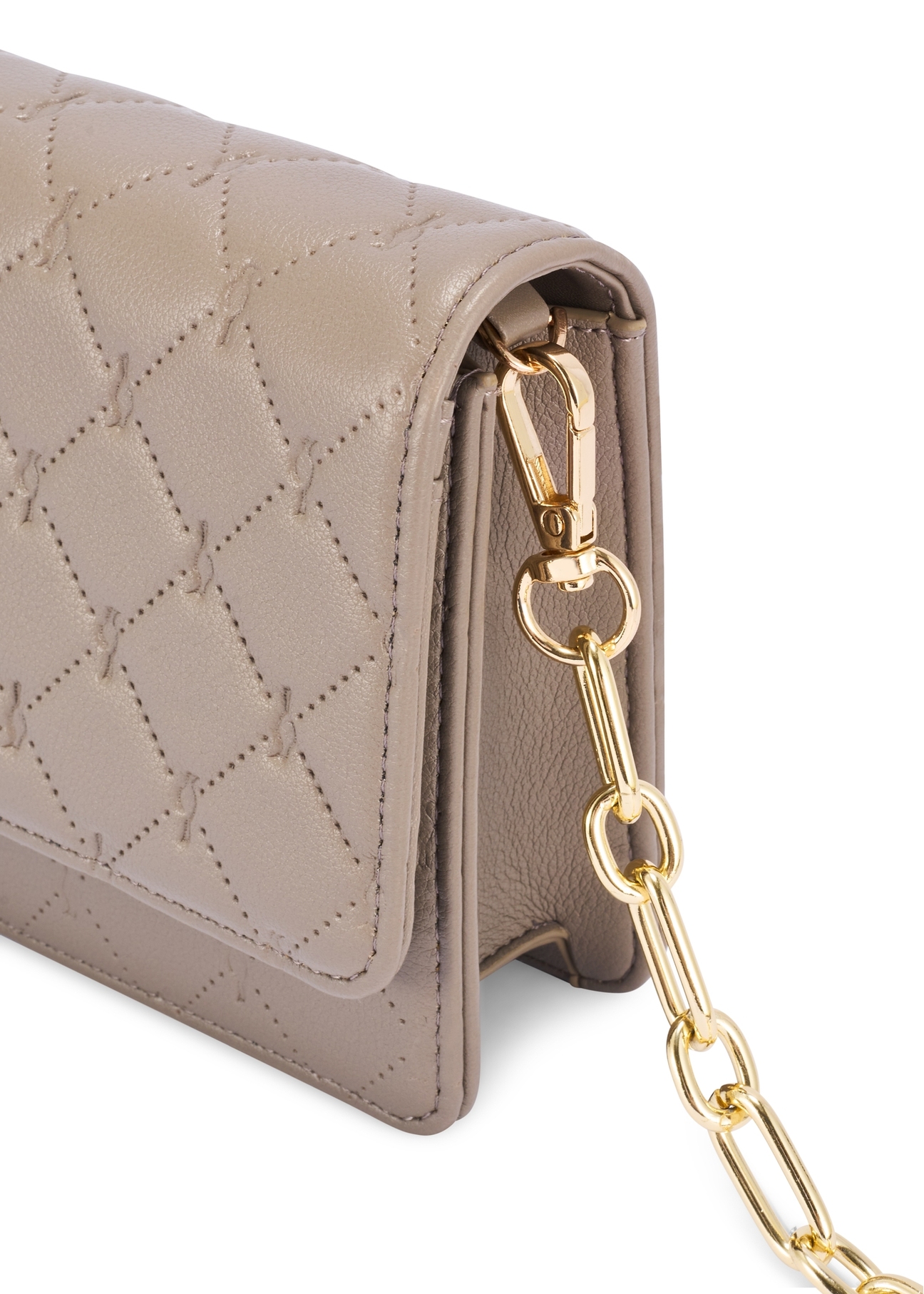 Маленька жіноча сумочка холодного коричневого кольору TOREC-1178-1K(W26), крупний план деталі виробу на білому фоні.