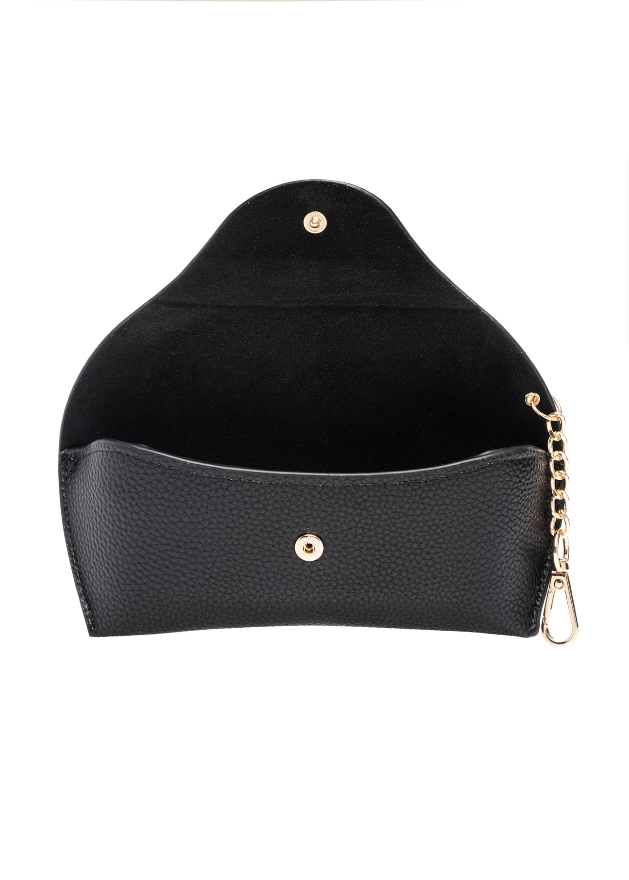 Чорний футляр для окулярів POREC-0435-99(W26), вигляд продукту всередині на білому тлі.