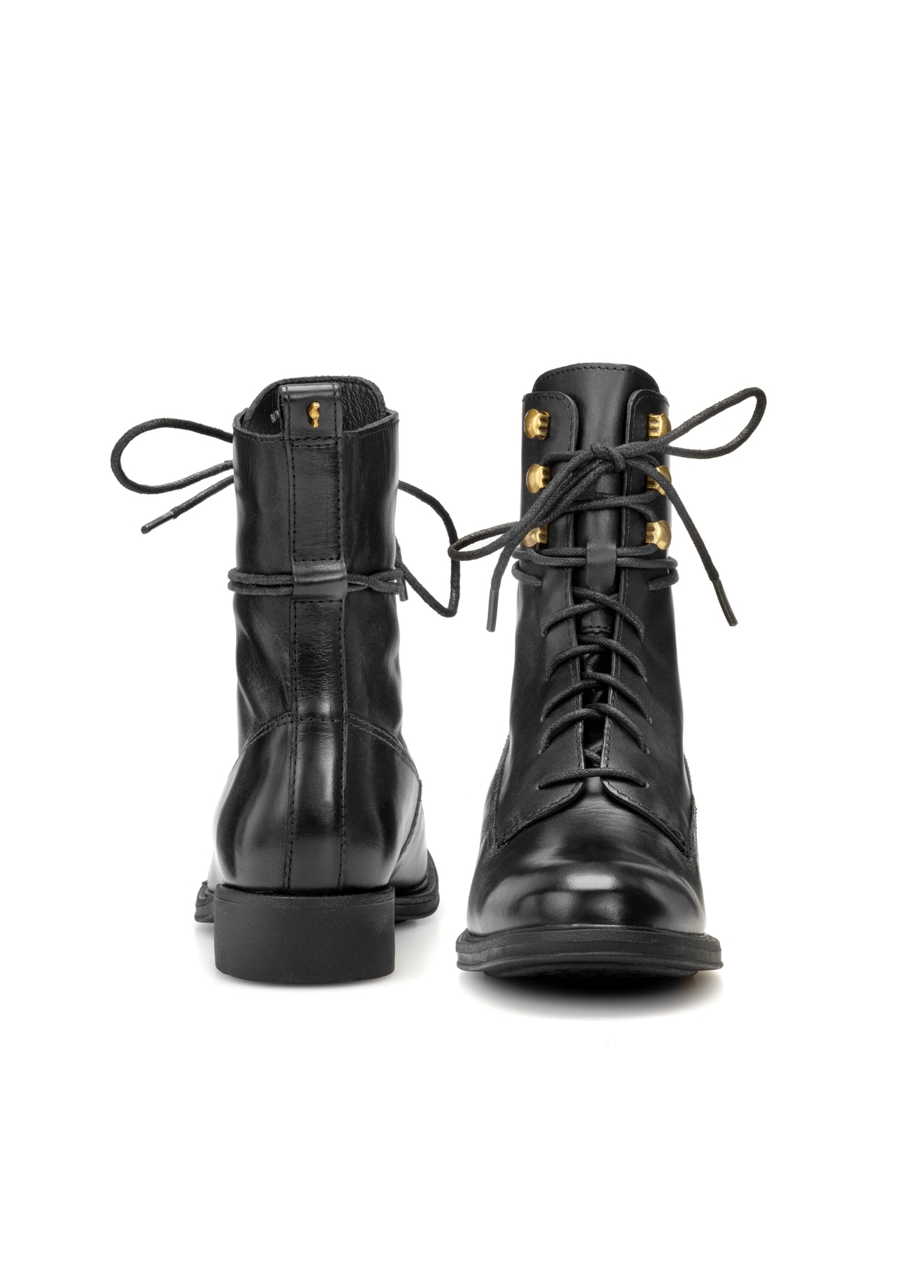 Czarne skórzane trzewiki damskie BUTYD-1202-99(Z25)