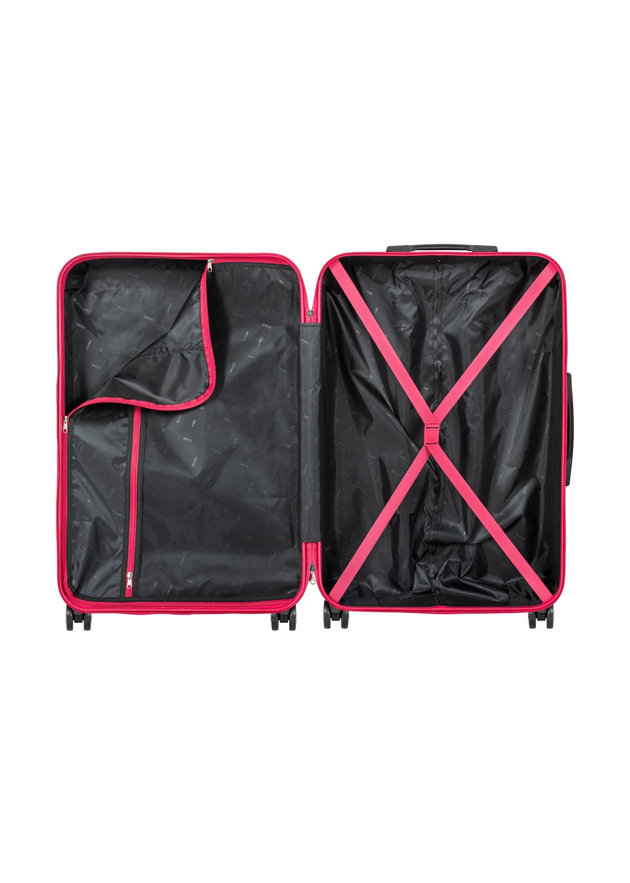 Велика валіза на колесах WALAB-0040-5E-28(W26), вигляд виробу всередині на білому тлі.