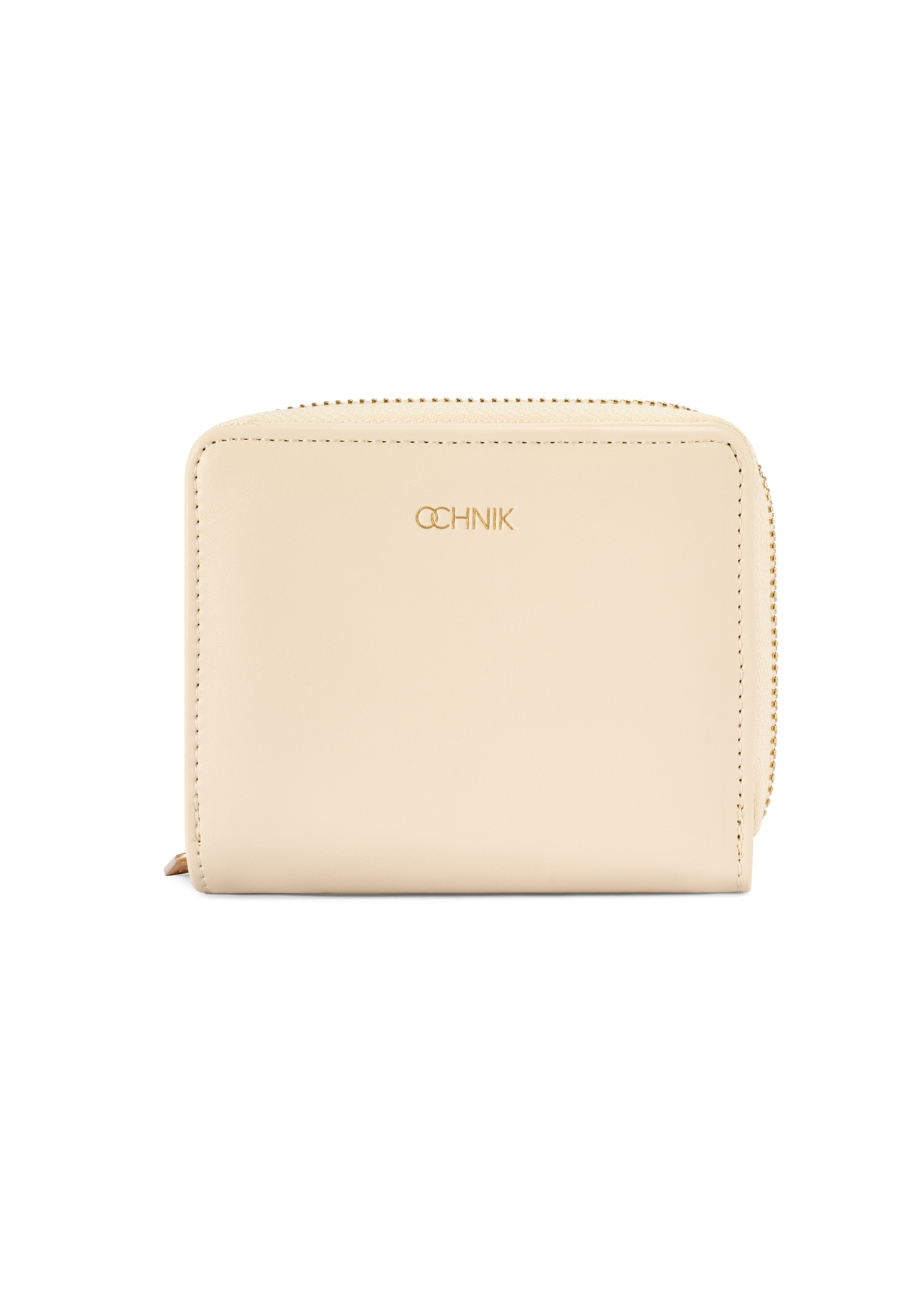 Кремовий жіночий гаманець середнього розміру POREC-0412-0B(W26), вигляд виробу спереду на білому тлі.