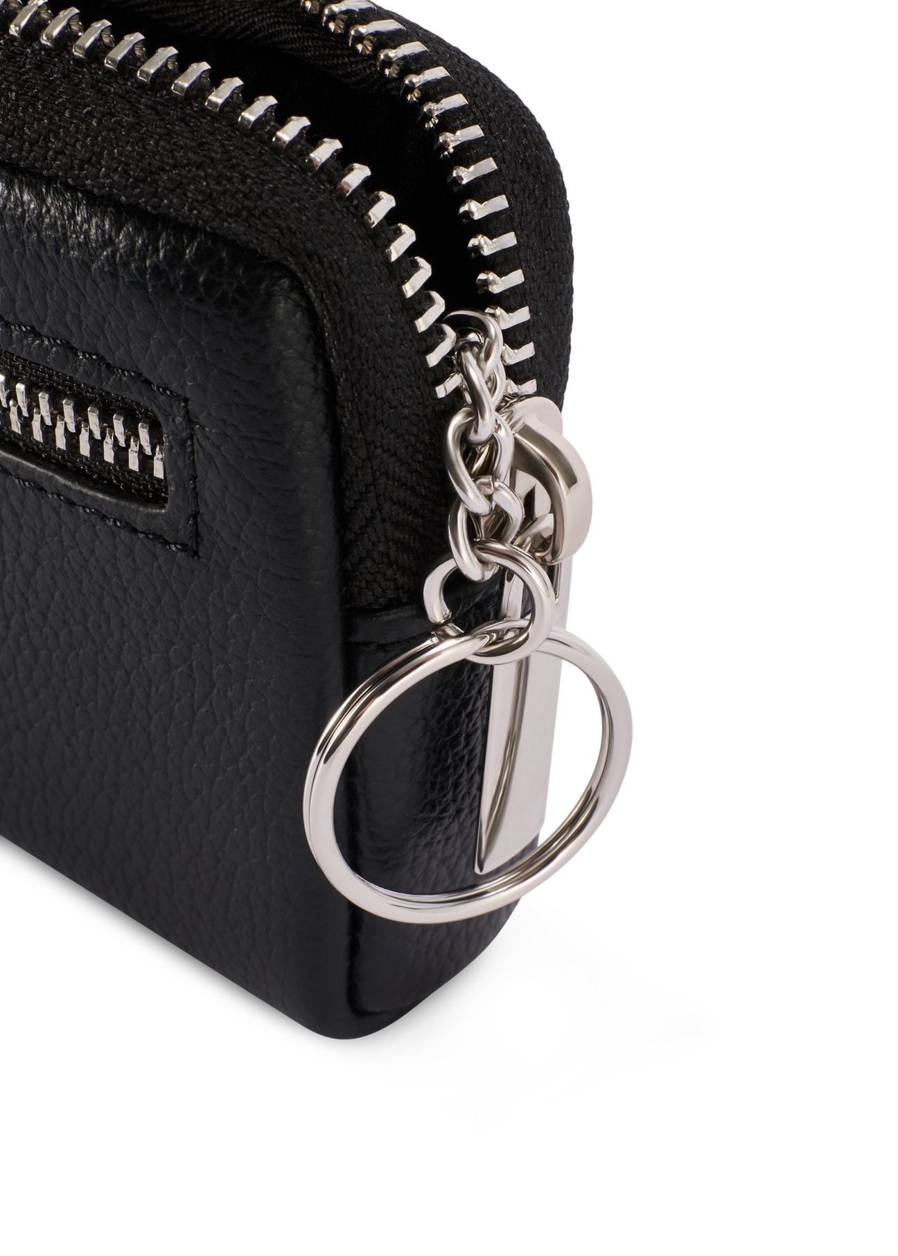 Чорний чоловічий шкіряний гаманець PORMS-0689-9I(W26), крупний план деталей виробу на білому тлі.