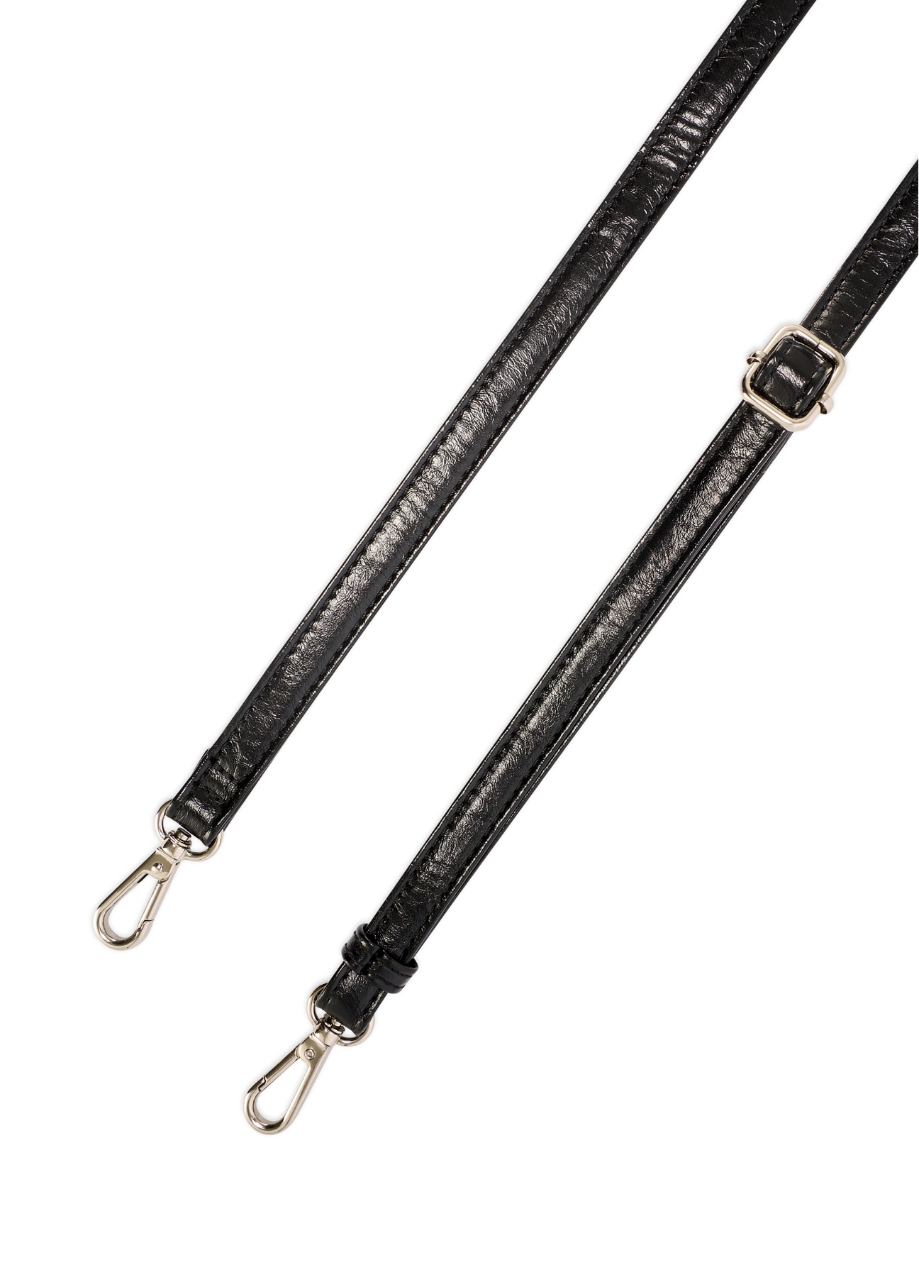 Середня чорна жіноча сумка TOREC-1121-9F(W26), вигляд виробу з ремінцем на білому фоні.