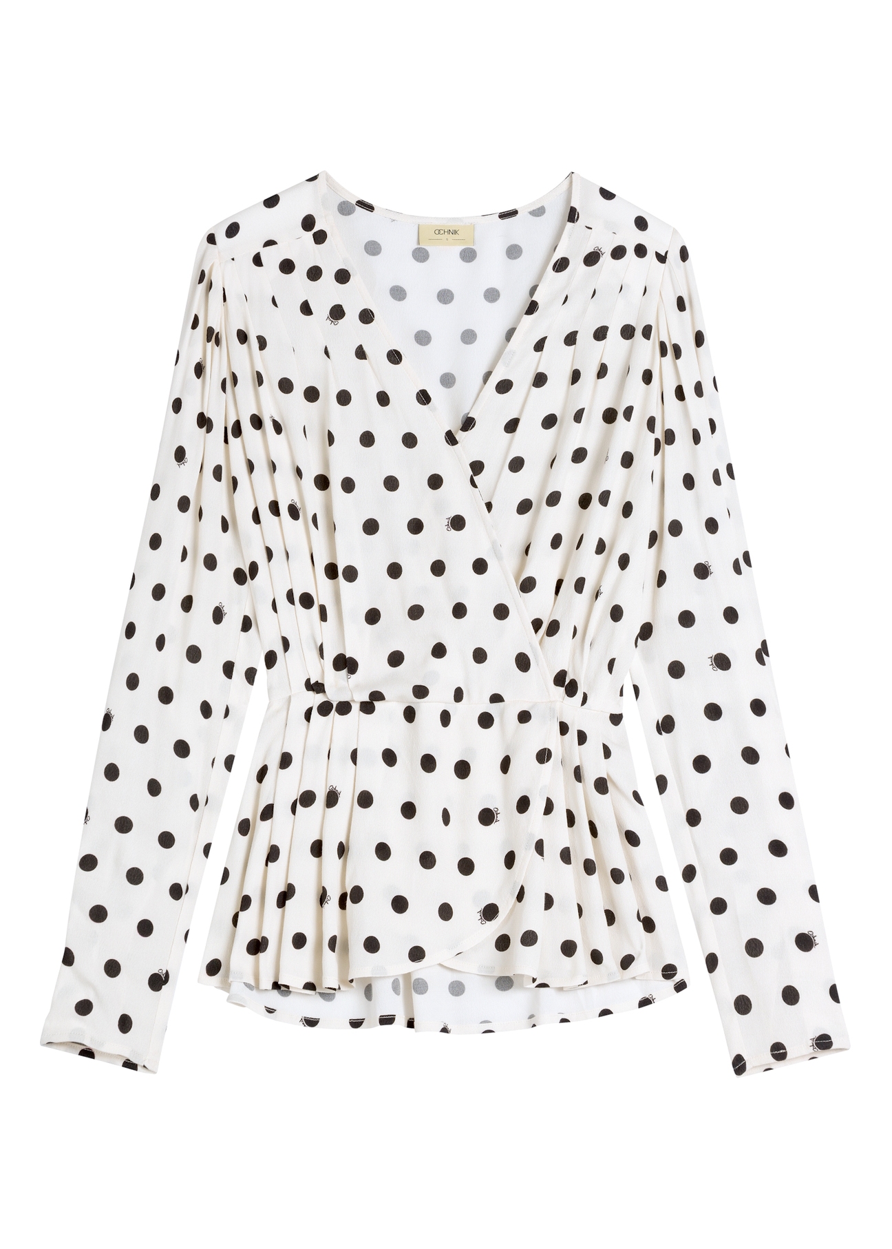 Жіноча кремова блузка в горох BLUDT-0204-0P(W26)