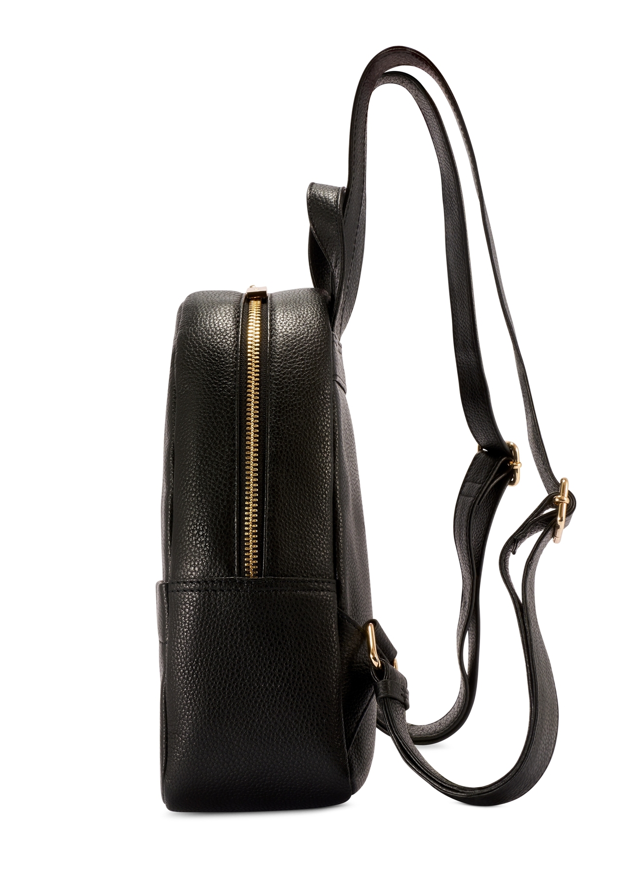 Чорний жіночий рюкзак середнього розміру зі шкіри TORES-1268-9I(W26), вигляд виробу збоку на білому фоні.