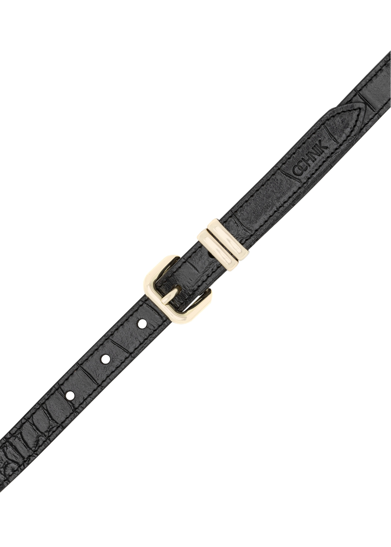 Czarny skórzany pasek damski croco PASDS-0321-9G(W26)