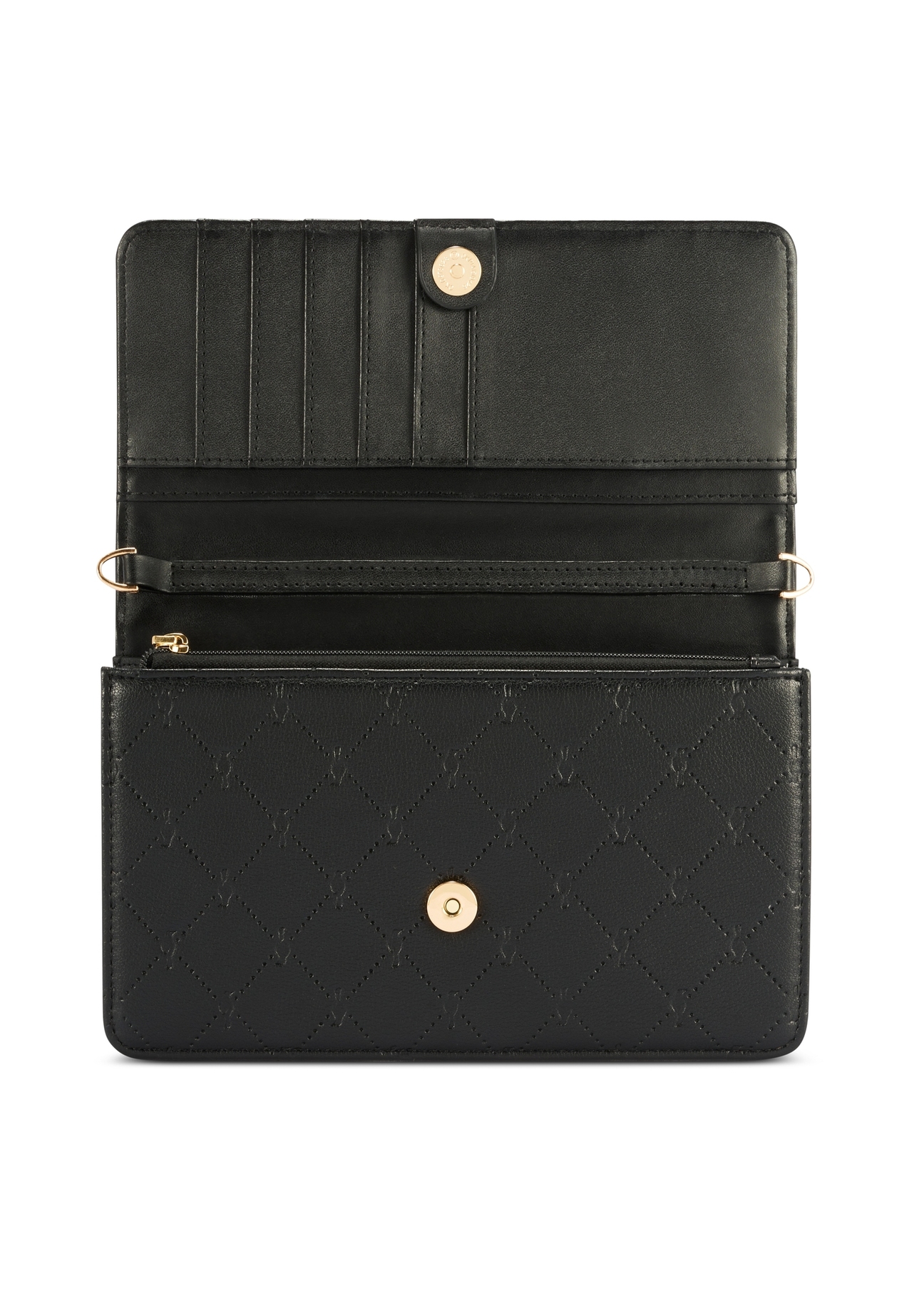 Маленька жіноча сумочка чорного кольору TOREC-1178-9P(W26), вигляд виробу спереду на білому тлі.