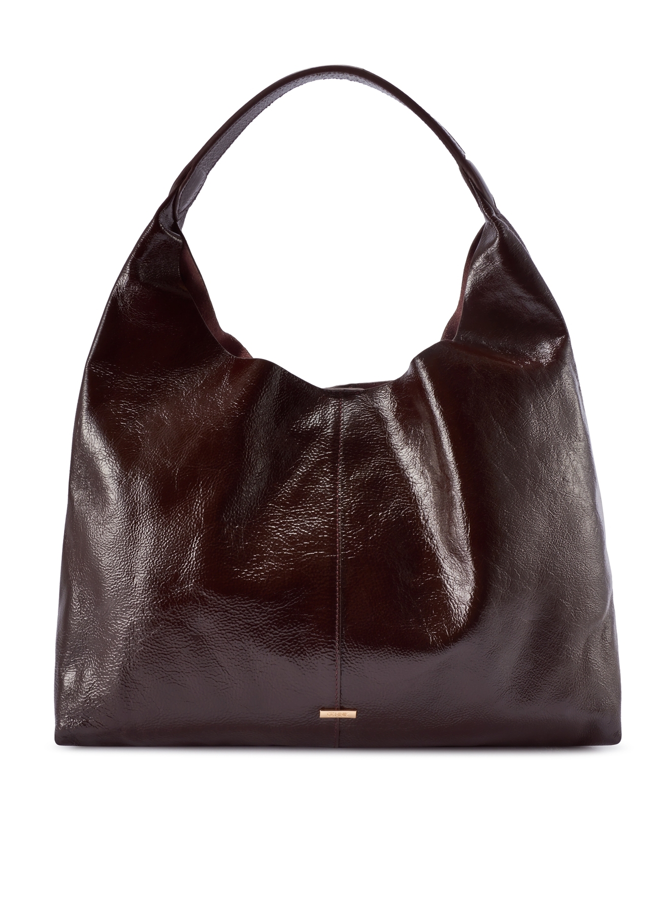 Велика жіноча сумка коричневої шкіри TORES-1179-1I(W26), вигляд виробу спереду на білому тлі.