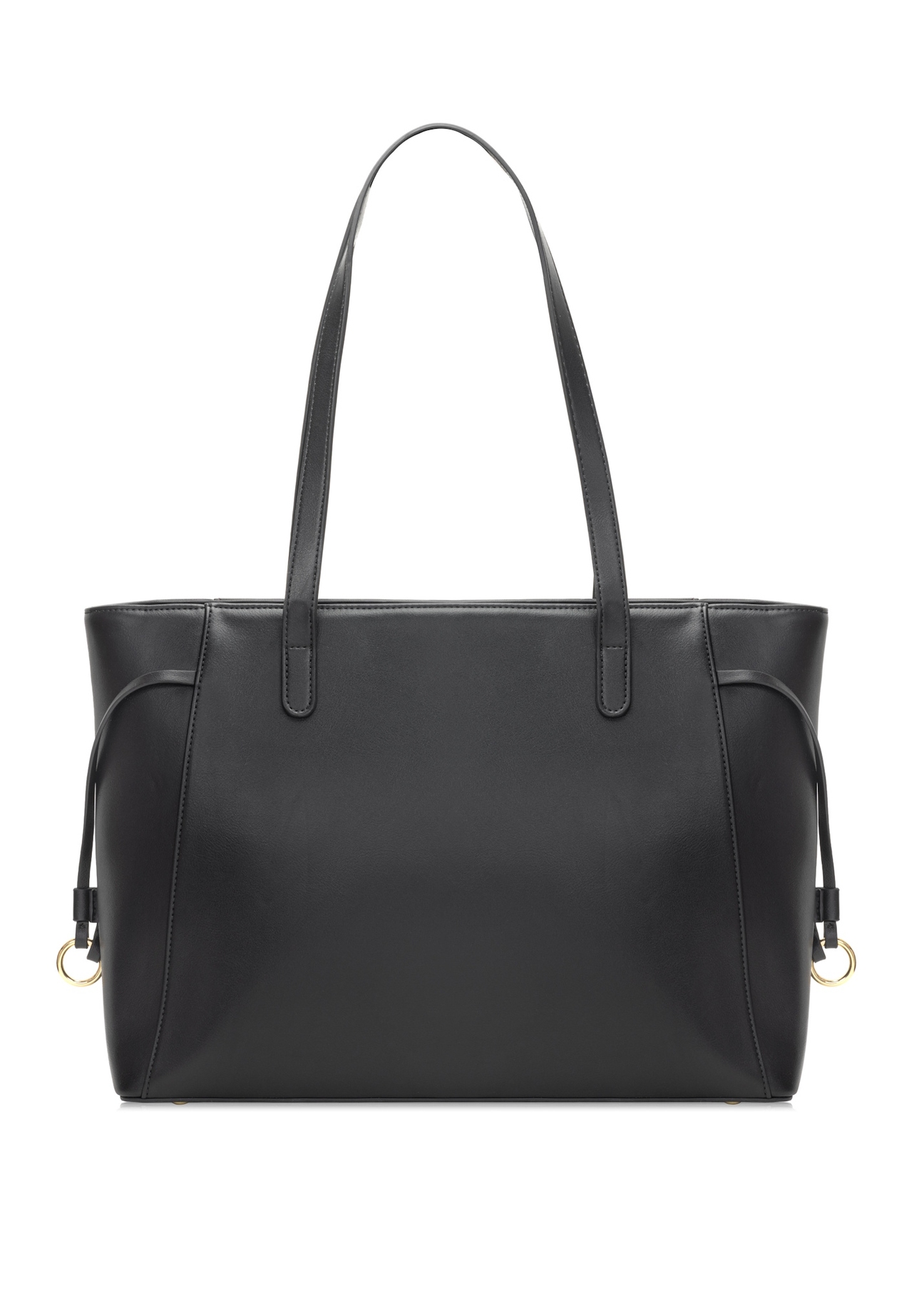 Чорна сумка-шопер TOREC-1029-99(W26), вигляд виробу зі зворотного боку на білому фоні.