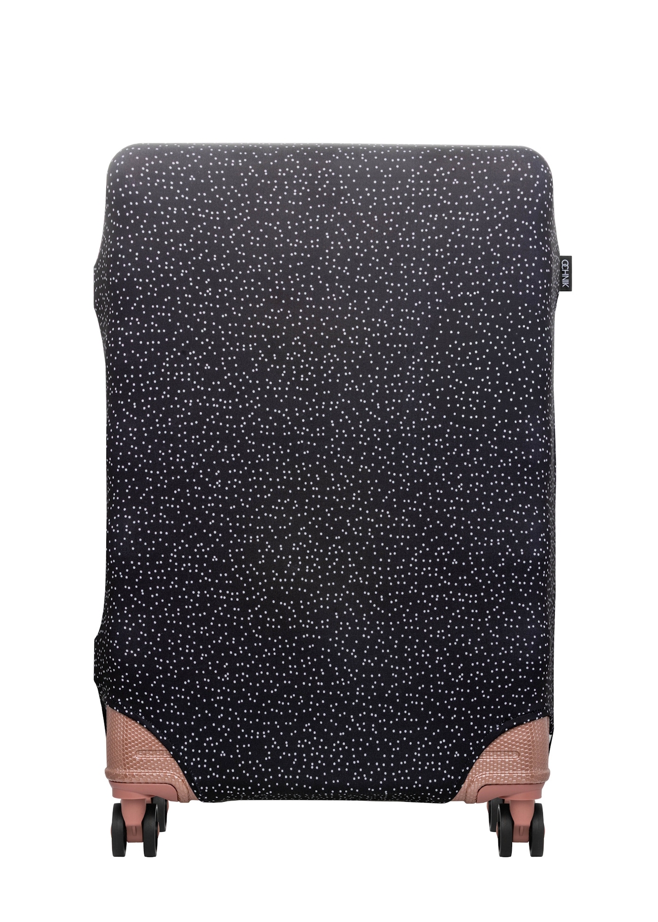 Чохол для великої валізи в горошок AW-013-0007-9P-L(W26), вигляд виробу спереду на валізі.