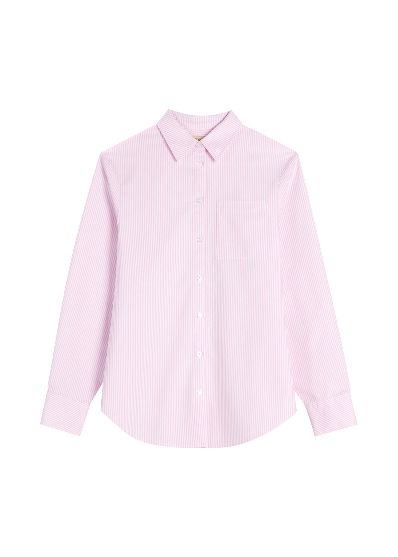 Жіноча бавовняна смугаста сорочка KOSDT-0184-5B(W26), вигляд виробу спереду на білому тлі.