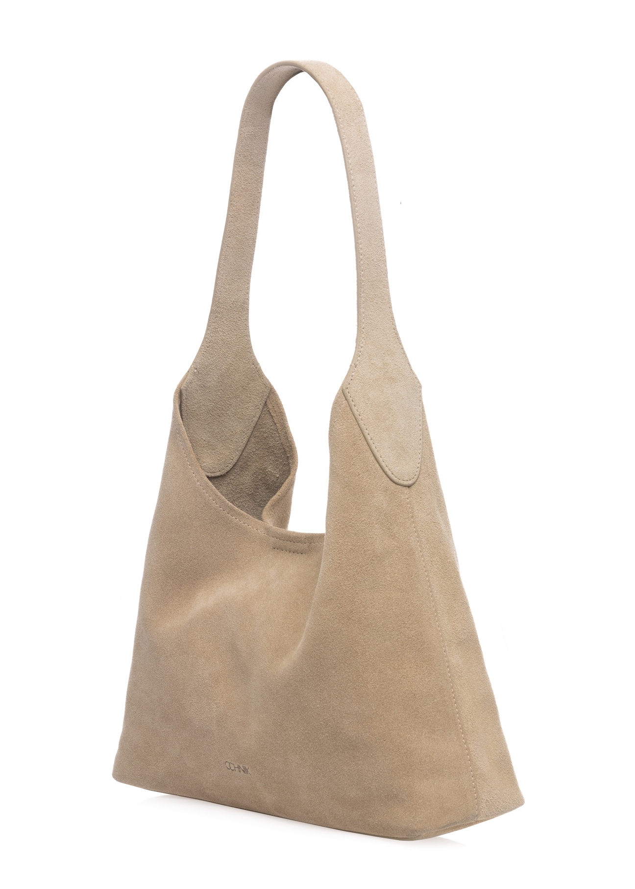 Кремова замшева жіноча сумка TORES-1308-0B(W26), діагональний вигляд виробу на білому тлі.