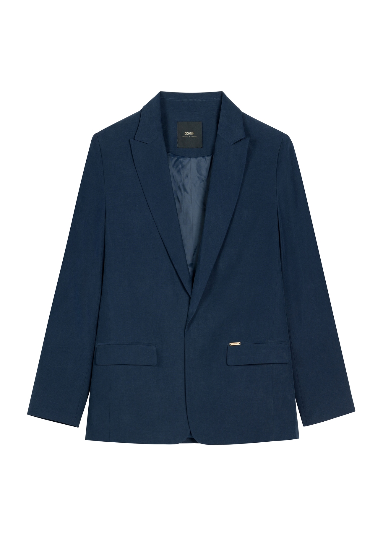 Жіноча темно-синя куртка ZAKDT-0031A-7E(W26), вигляд виробу спереду на білому тлі.