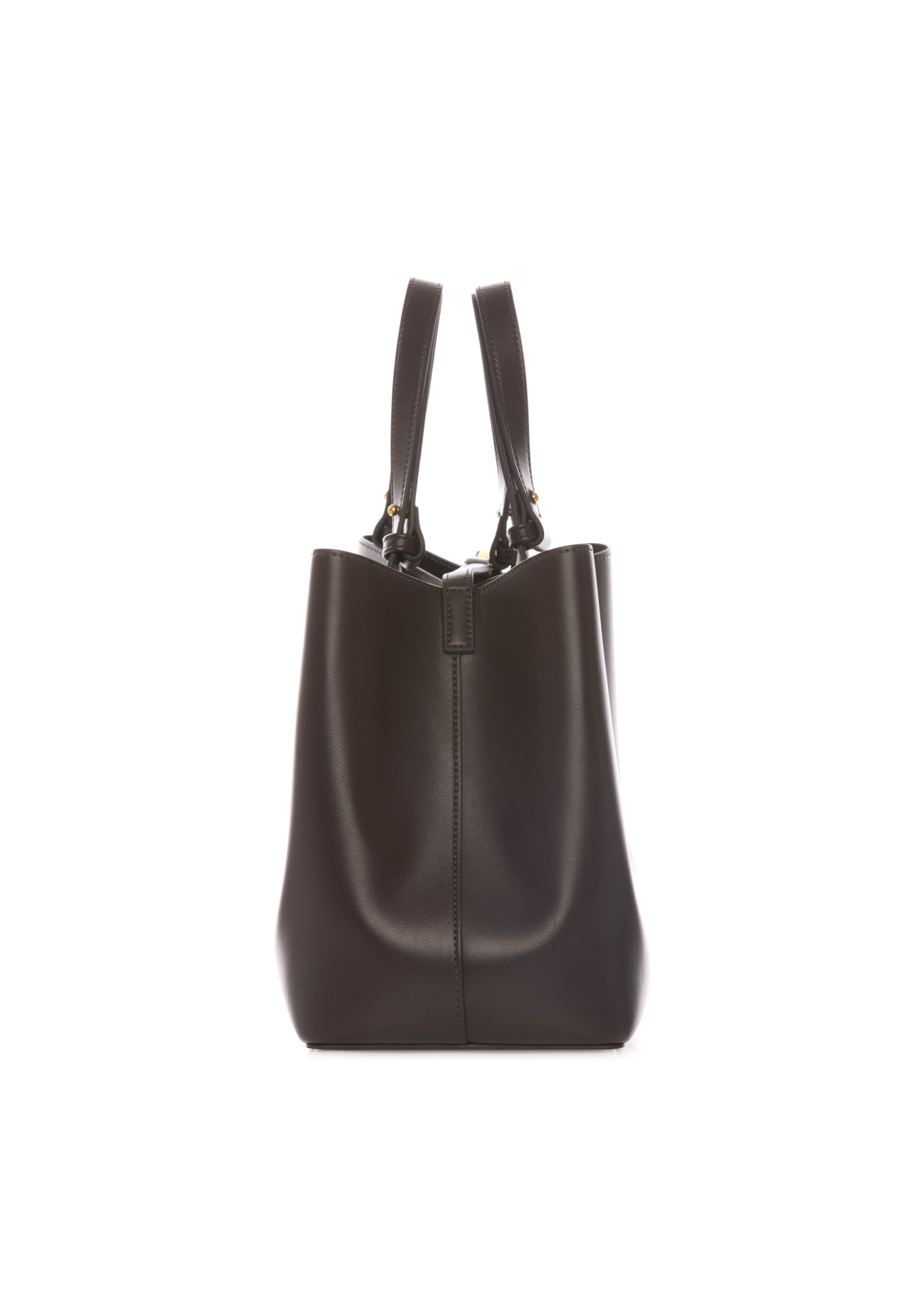 Коричнева жіноча сумка-шопер TOREC-1240-1H(W26), вигляд виробу збоку на білому фоні.