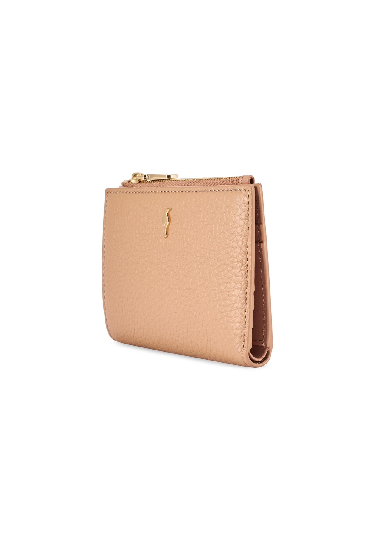 Жіночий шкіряний гаманець брудно-рожевого кольору PORES-0984-5D(W26), діагональний вигляд виробу на білому фоні.