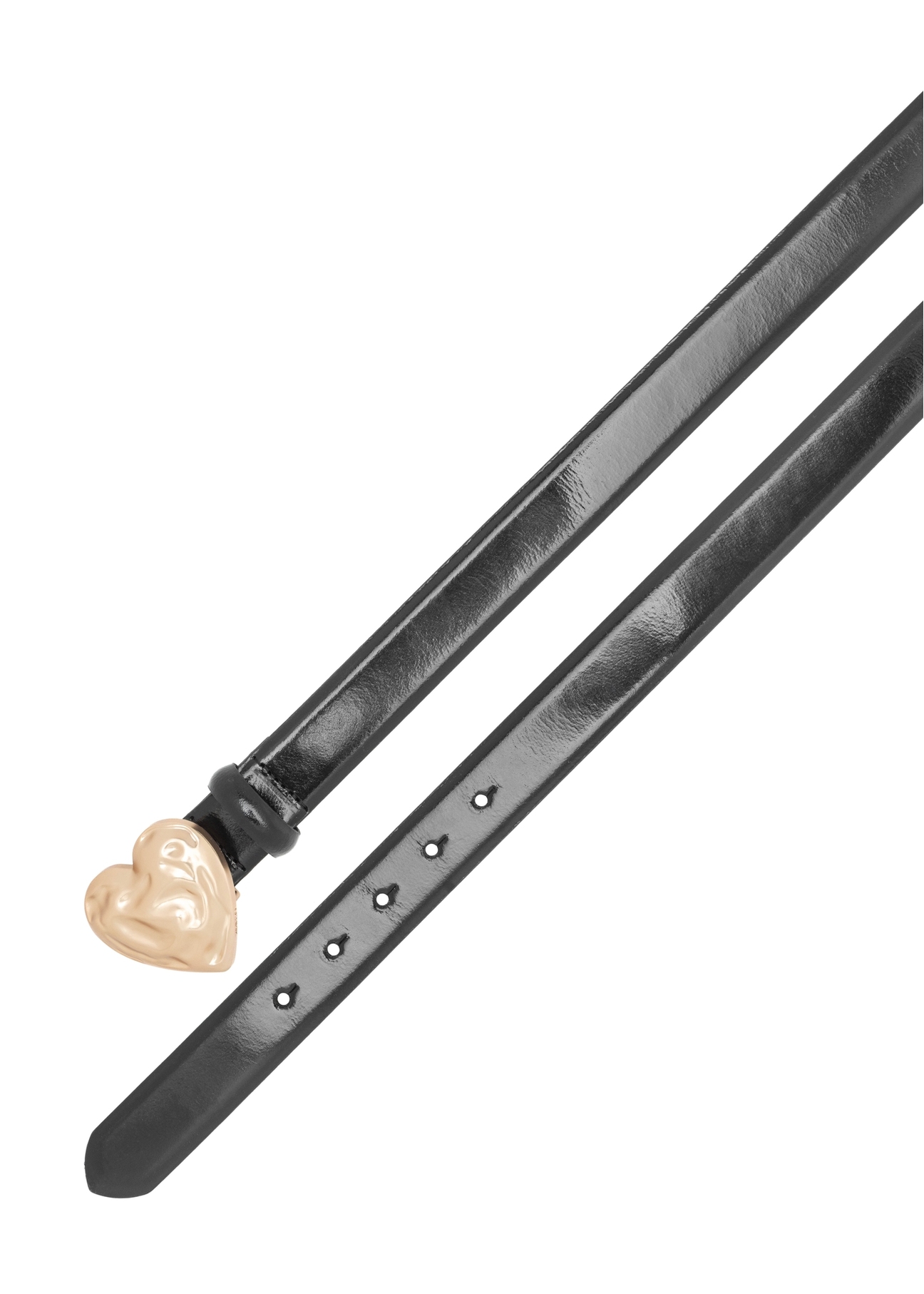 Шкіряний ремінь із пряжкою у формі серця PASDS-0337-99(W26), вигляд виробу зверху на білому фоні.