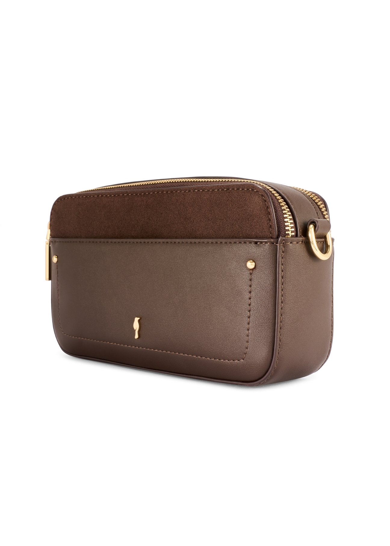 Маленька коричнева жіноча сумочка TOREC-1173-1I(W26), діагональний вигляд виробу на білому фоні.