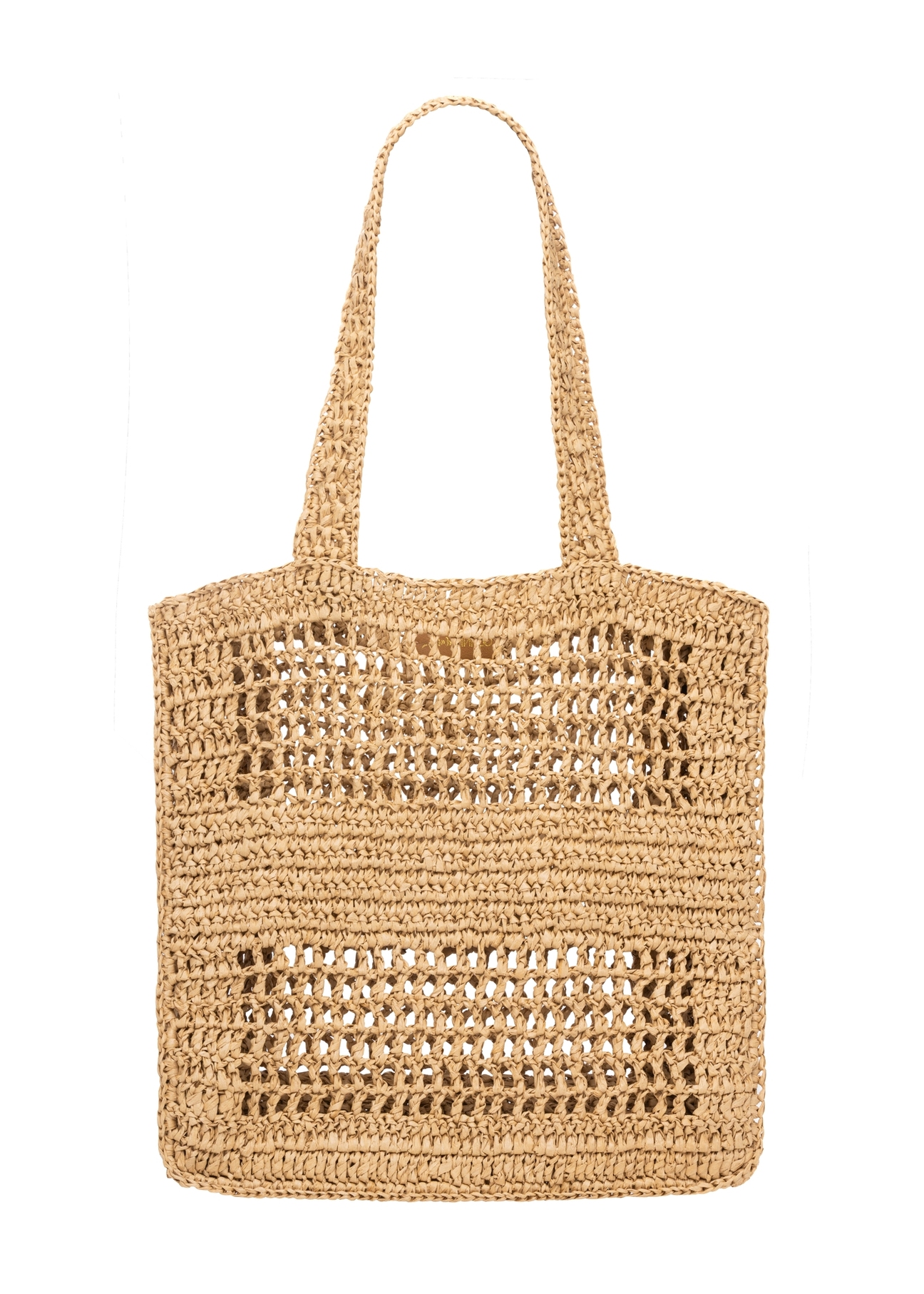 Жіноча солом'яна сумочка натурального бежевого кольору TOREC-1221-1E(W26), вигляд виробу зі зворотного боку на білому фоні.