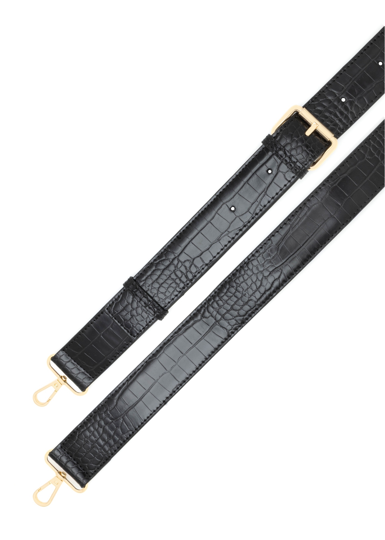 Чорна маленька жіноча сумочка з крокодилової шкіри TOREC-1172-9G(W26), вигляд виробу з ремінцем на білому фоні.