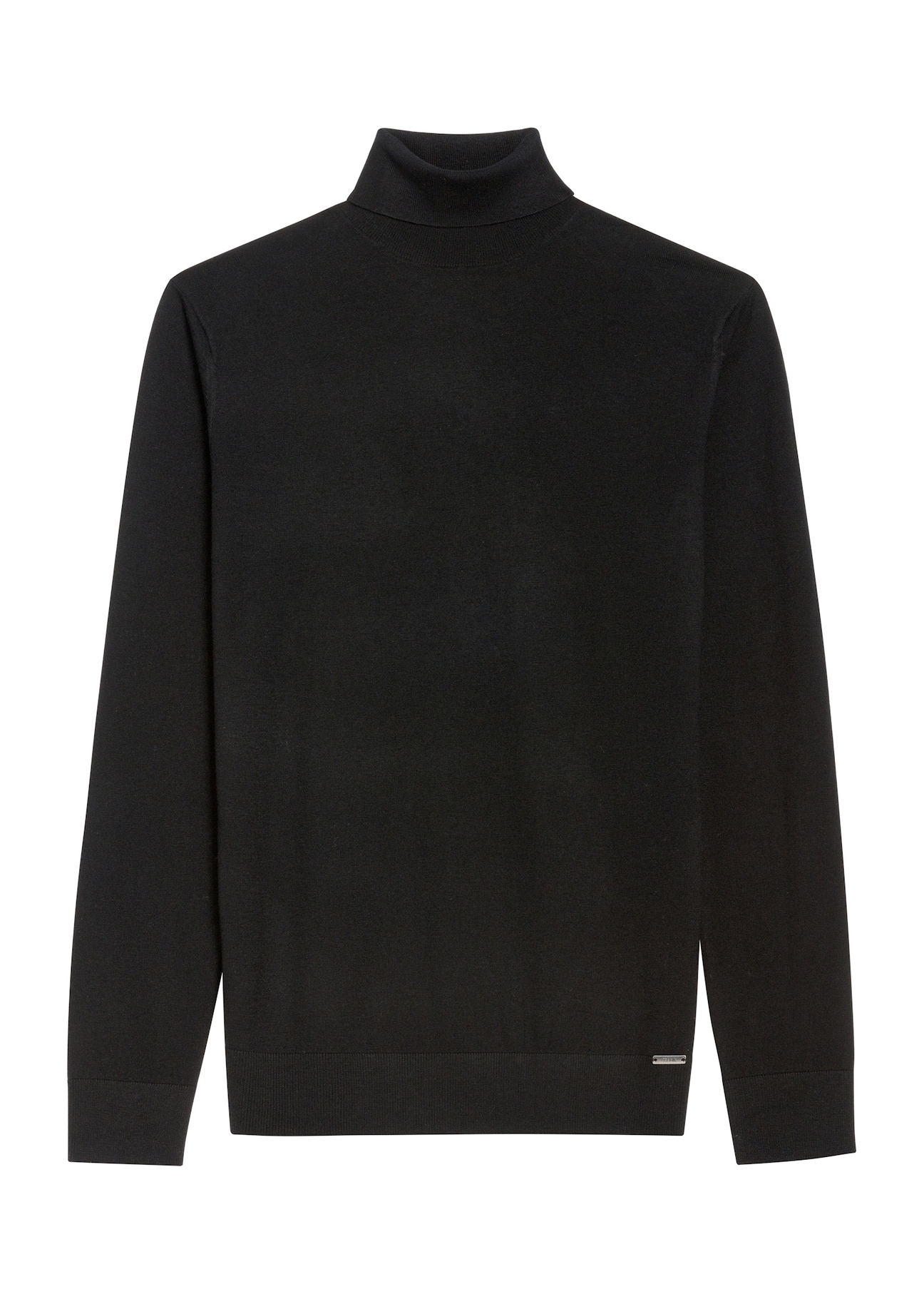 Чорний чоловічий светр з високим коміром SWEMT-0185-99(Z25), вигляд виробу спереду на білому тлі.
