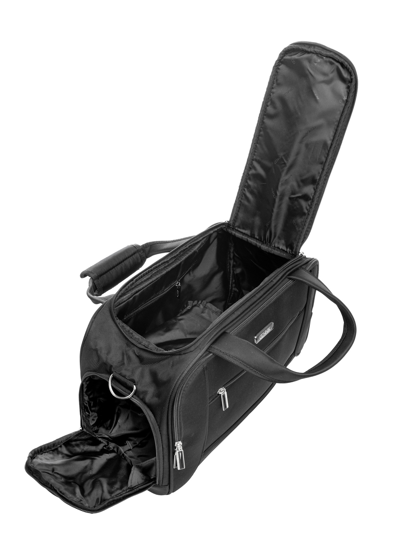 Чорна чоловіча нейлонова сумка TORMN-0420-99(W26), вигляд товару всередині на білому тлі.