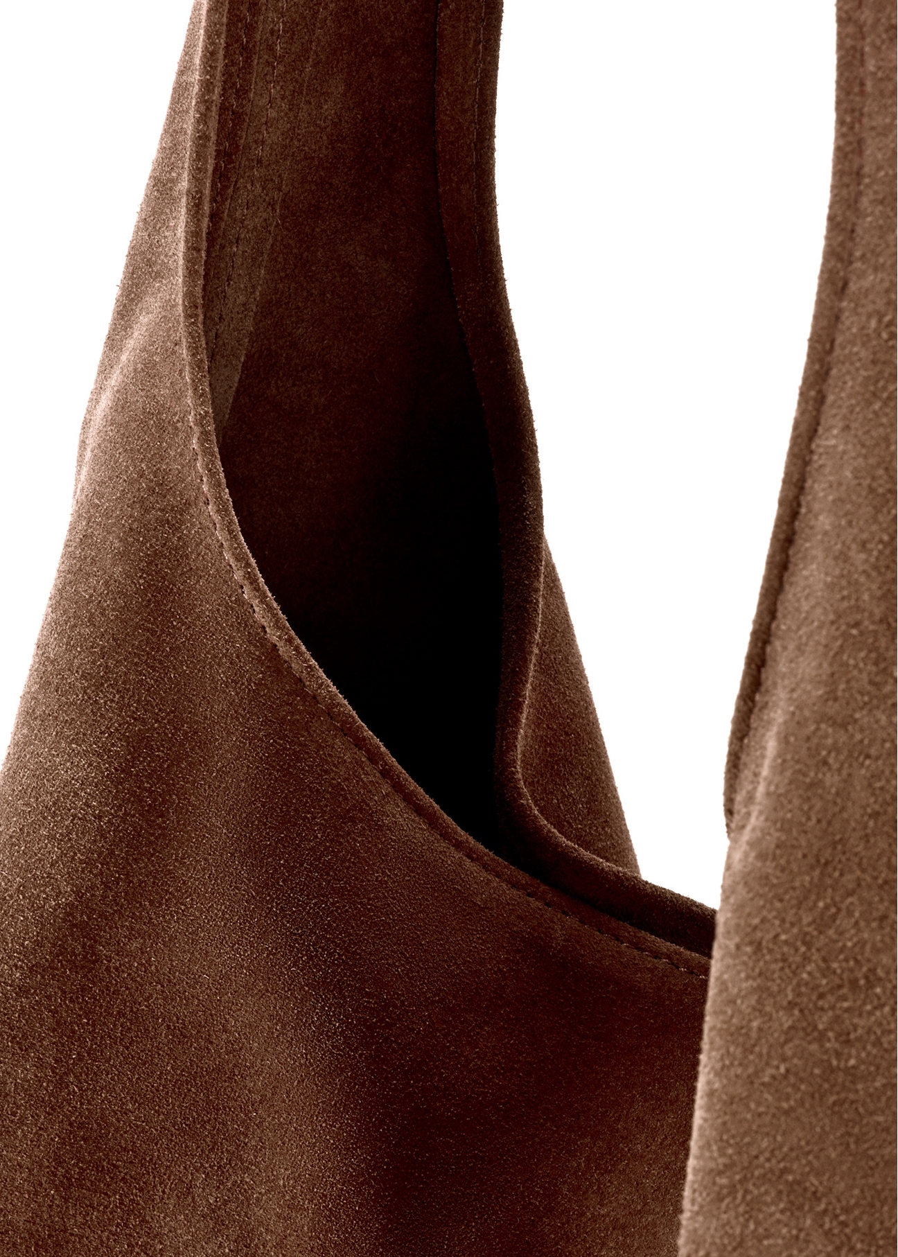 Коричнева замшева жіноча сумка-шопер TORES-1177-1I(W26), крупний план деталі виробу на білому фоні.