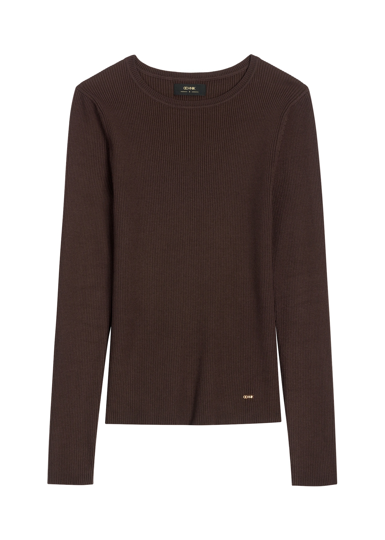 Brązowy prążkowany lonsleeve damski LSLDT-0028-1I(W26)