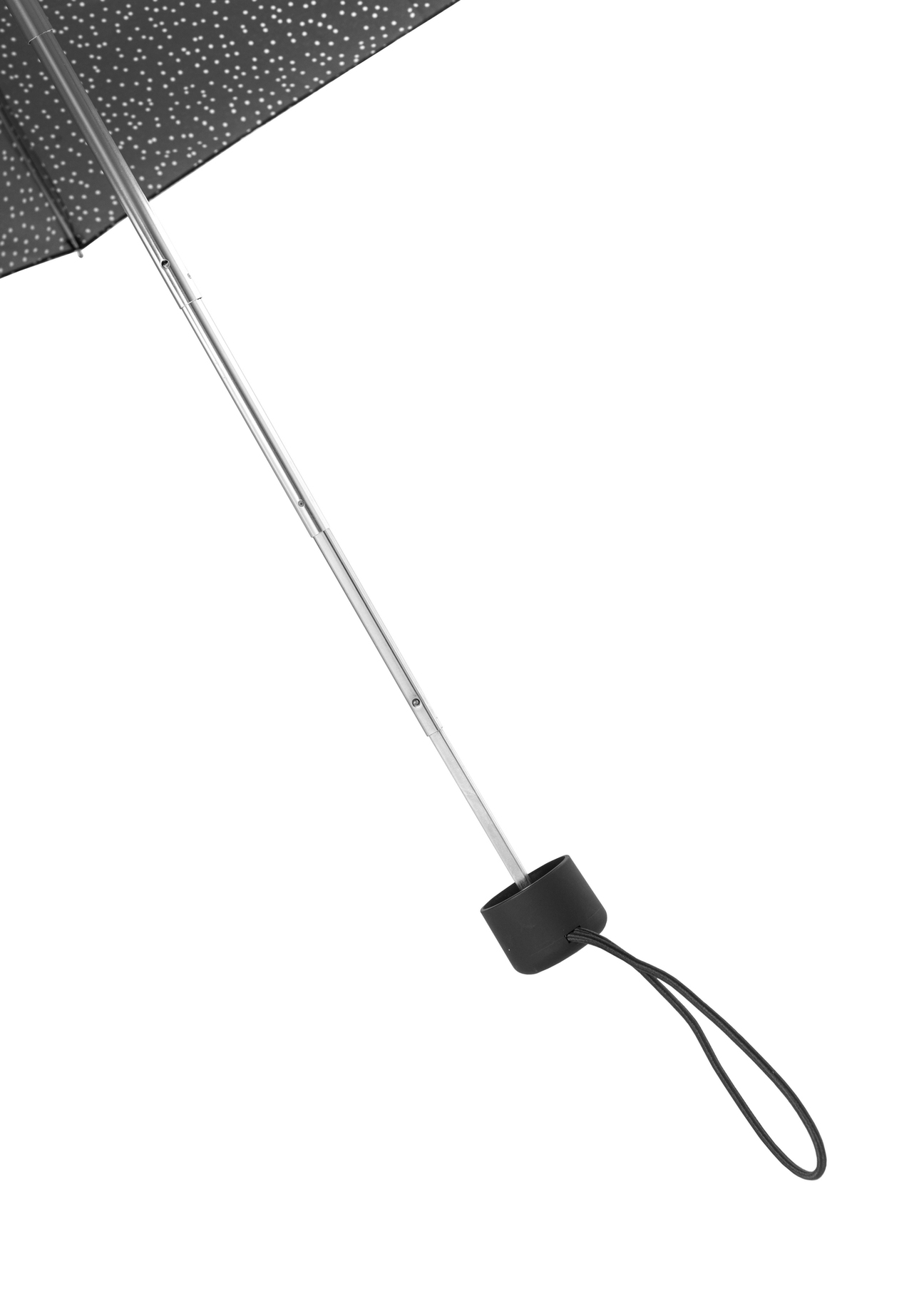 Складана маленька жіноча парасолька в горошок PARSD-0036-9P(W26), вигляд ручки виробу на білому фоні.