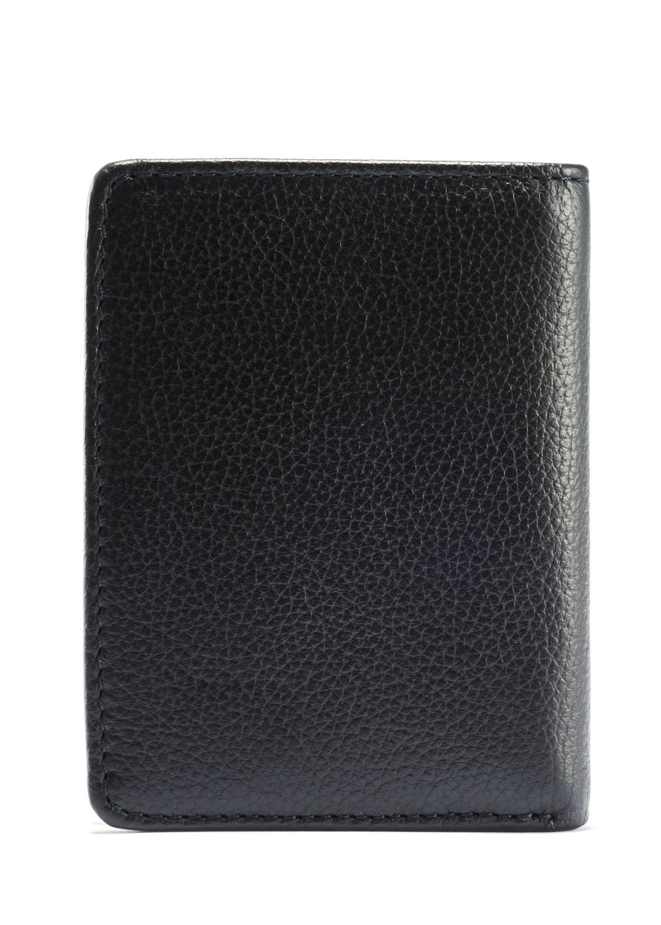Чорний чоловічий шкіряний гаманець PORMS-0635A-99(Z25), вигляд виробу зі зворотного боку на білому фоні.