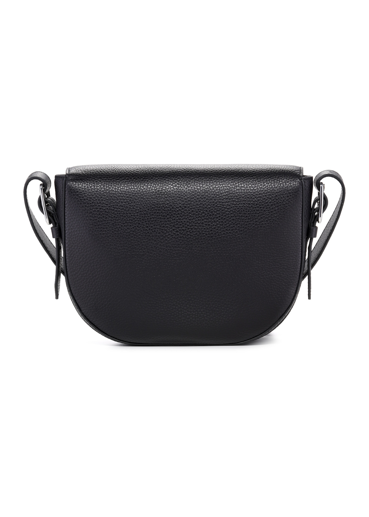 Чорна шкіряна жіноча сумка через плече TORES-1218-9I(W26), вигляд виробу зі зворотного боку на білому фоні.