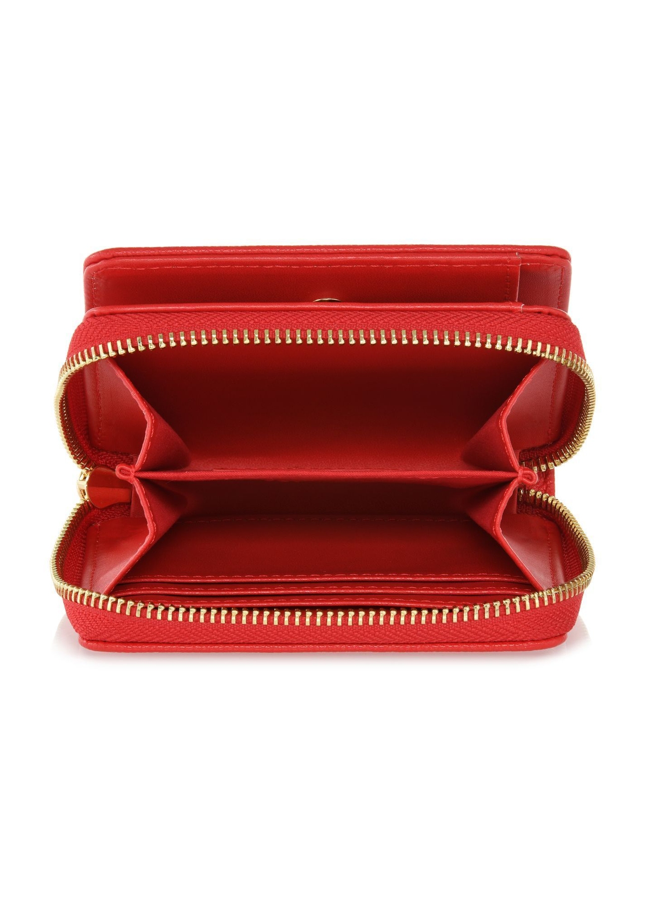Маленький червоний жіночий гаманець з логотипом POREC-0366-4A(W26), вигляд товару всередині на білому тлі.