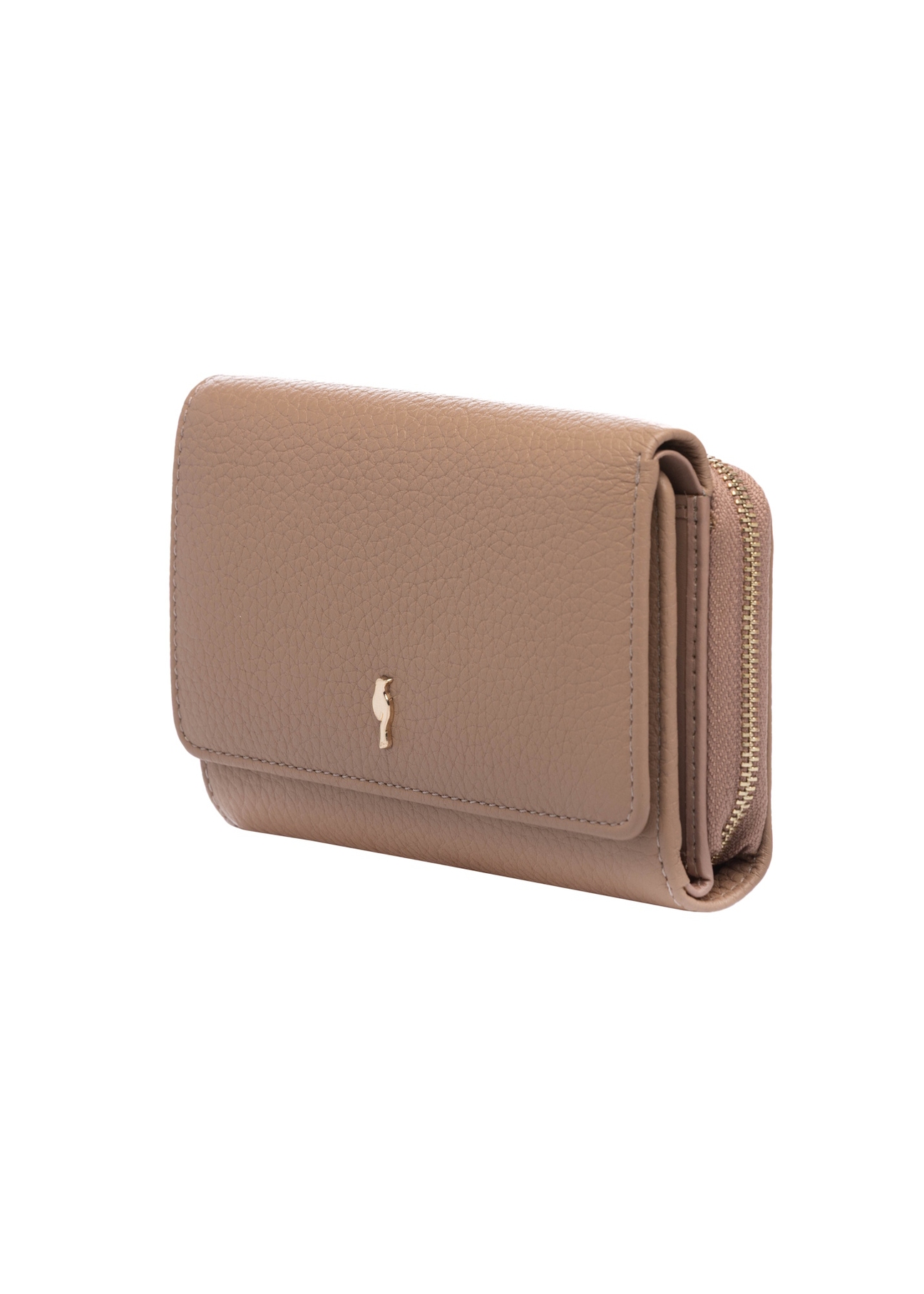 Великий рожевий шкіряний жіночий гаманець PORES-0801H-5D(W26), діагональний вигляд виробу на білому тлі.