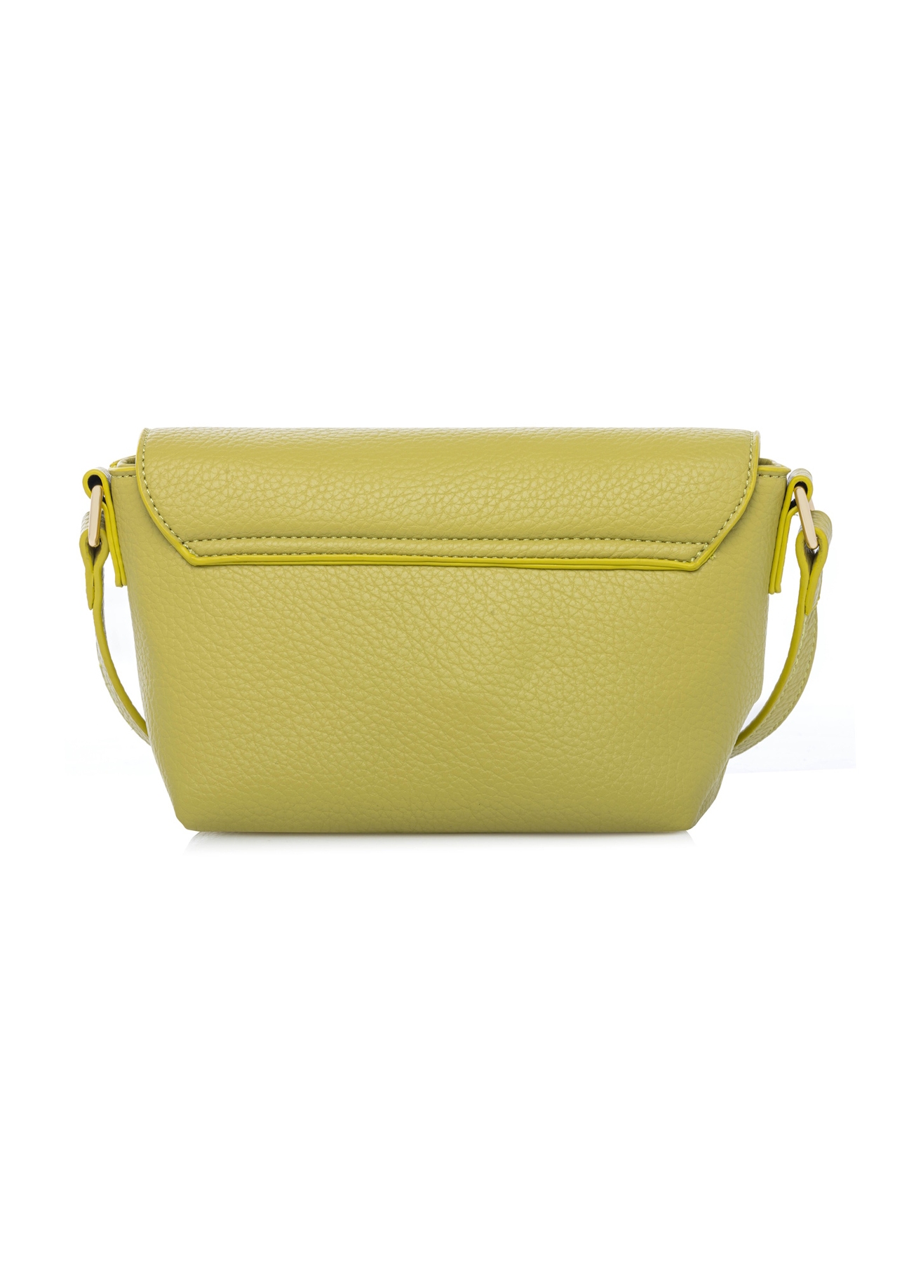 Маленька жіноча сумка через плече TOREC-0916-8G(W26) кольору лаймового зеленого кольору, вигляд виробу зі зворотного боку на білому фоні.