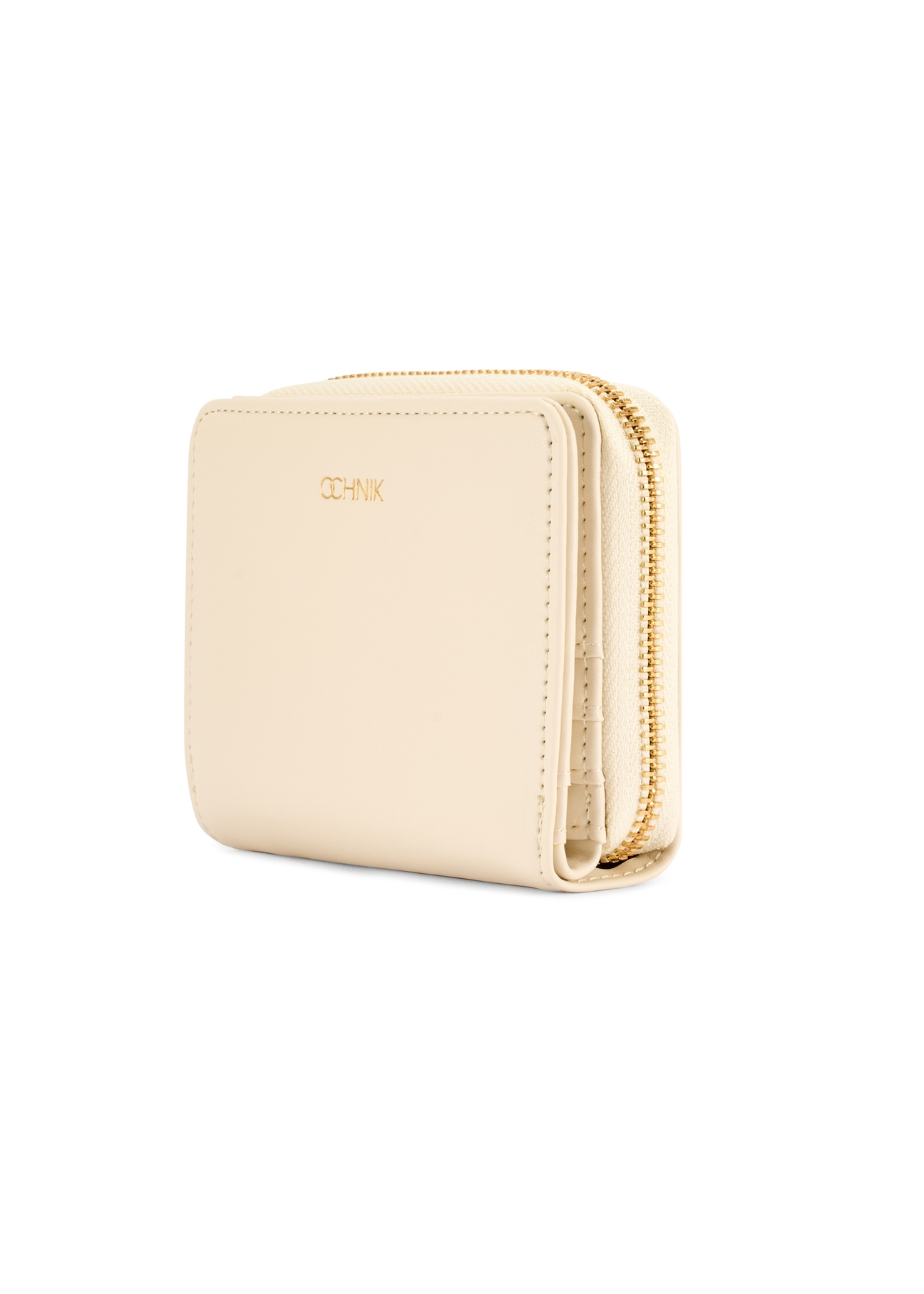 Кремовий жіночий гаманець середнього розміру POREC-0412-0B(W26), діагональний вигляд виробу на білому тлі.