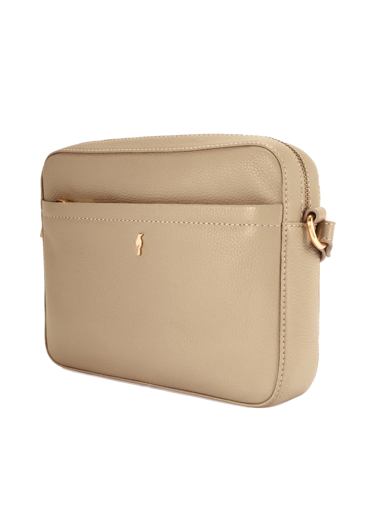 Beżowa mała skórzana torebka damska TORES-1269-1B(W26)