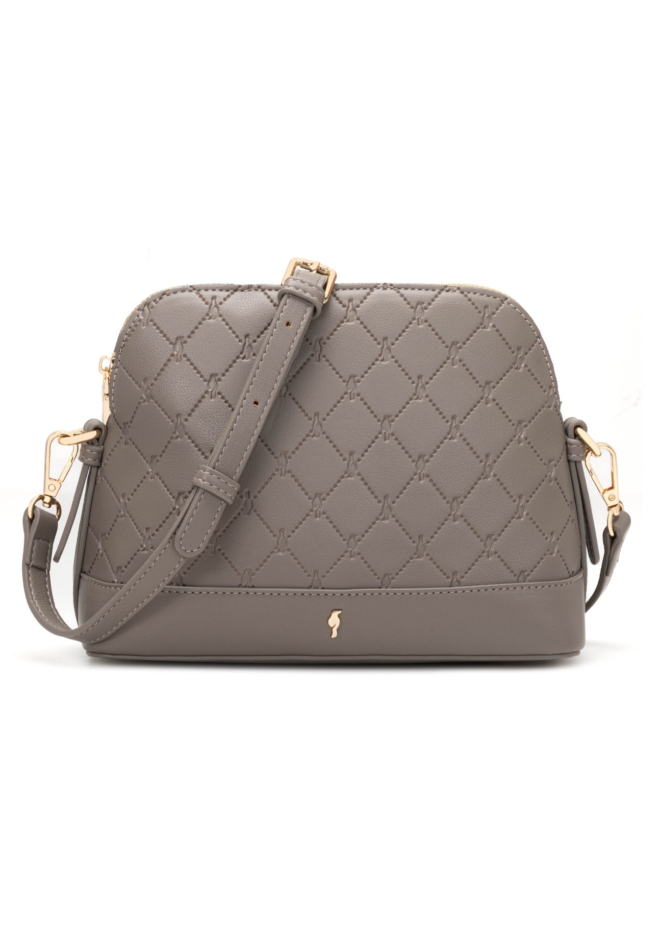 Світло-коричнева жіноча сумка з монограмою TOREC-1180-1K(W26), вигляд виробу спереду на білому тлі.