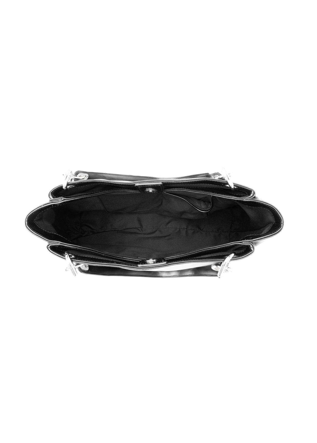 Чорна велика жіноча сумка TOREC-0998-9F(W26), вигляд товару всередині на білому тлі.