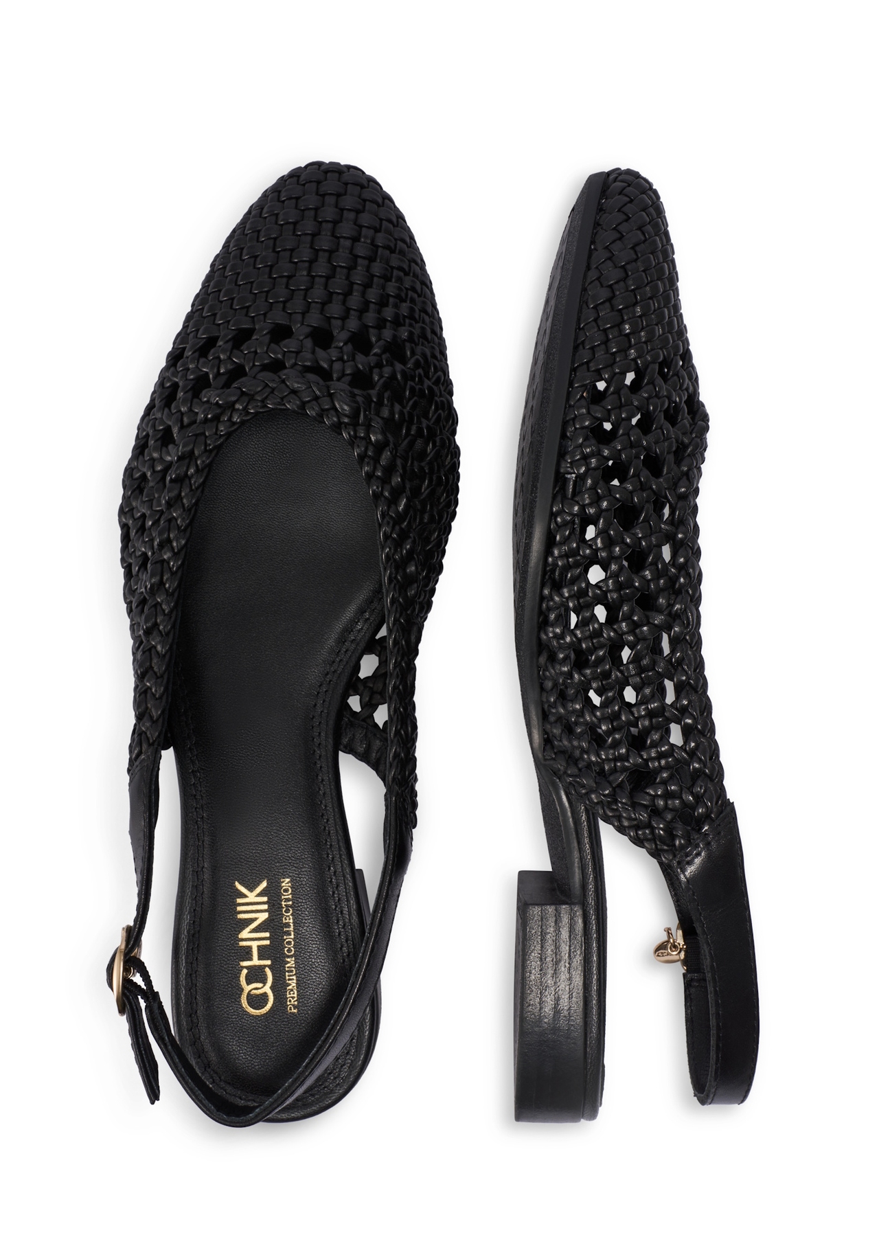 Чорне плетене жіноче взуття BUTYD-1252-99(W26), вигляд виробу зверху на білому фоні.