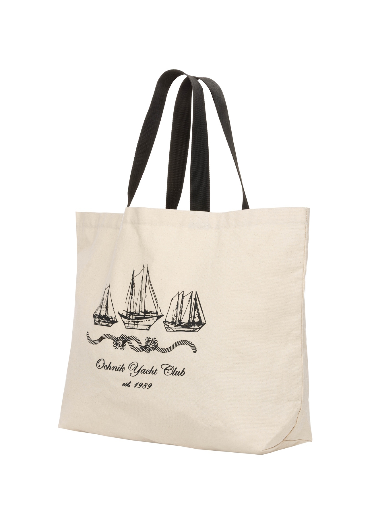 Кремова бавовняна сумка з принтом TOREN-0136-0P(W26), діагональний вигляд виробу на білому тлі.