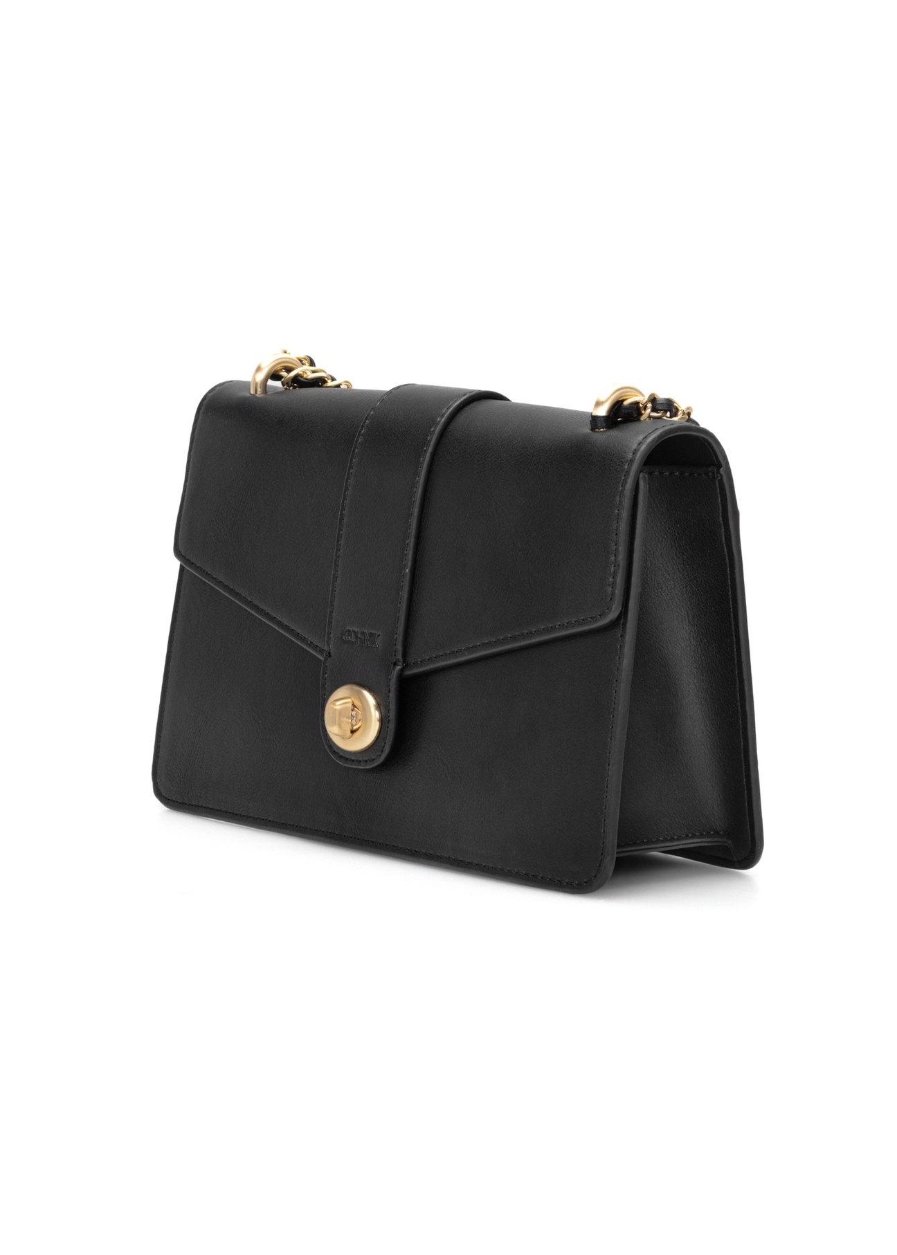 Чорна жіноча сумка-месенджер TOREC-1137-99(W26), діагональний вигляд виробу на білому фоні.