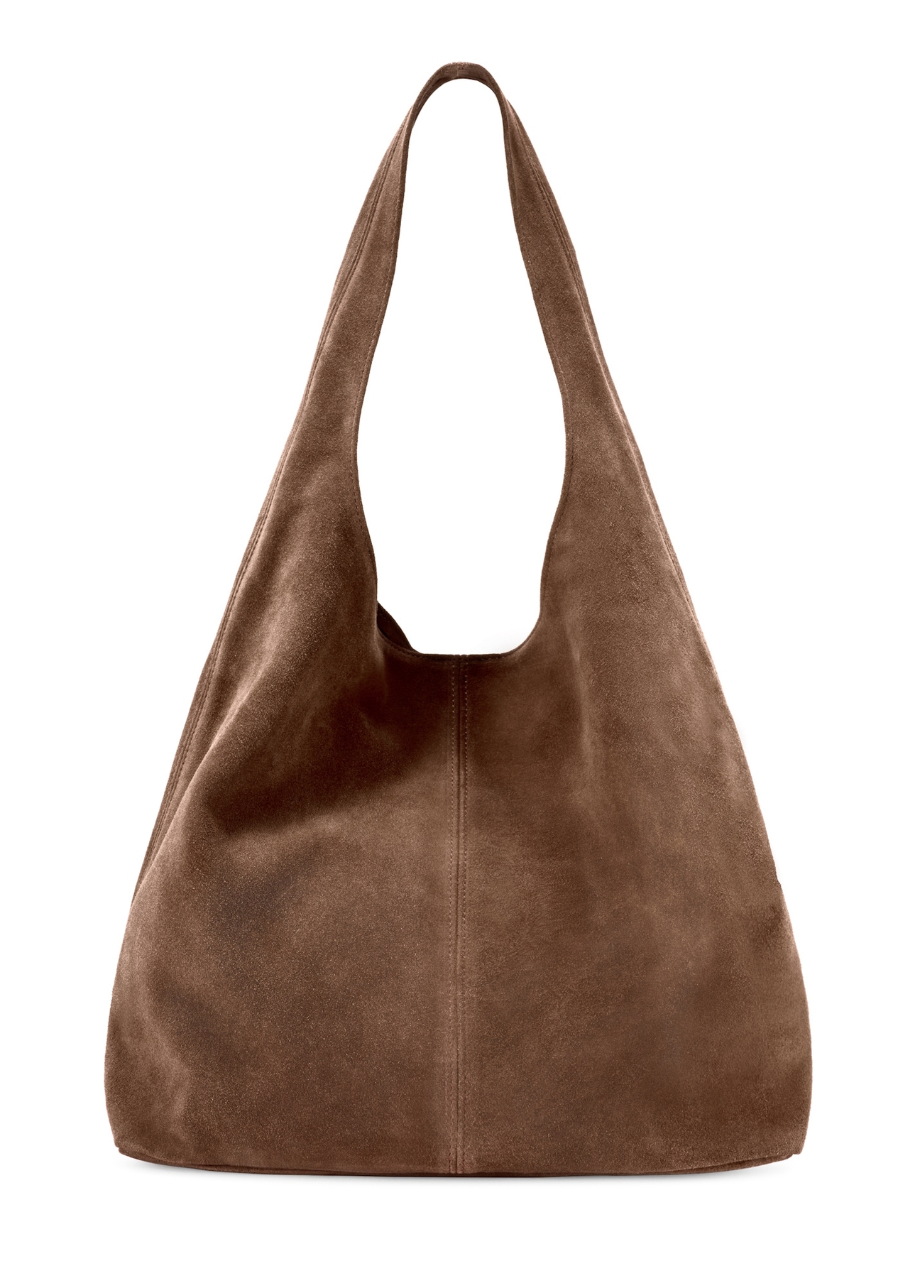 Коричнева замшева жіноча сумка-шопер TORES-1177-1I(W26), вигляд виробу зі зворотного боку на білому фоні.