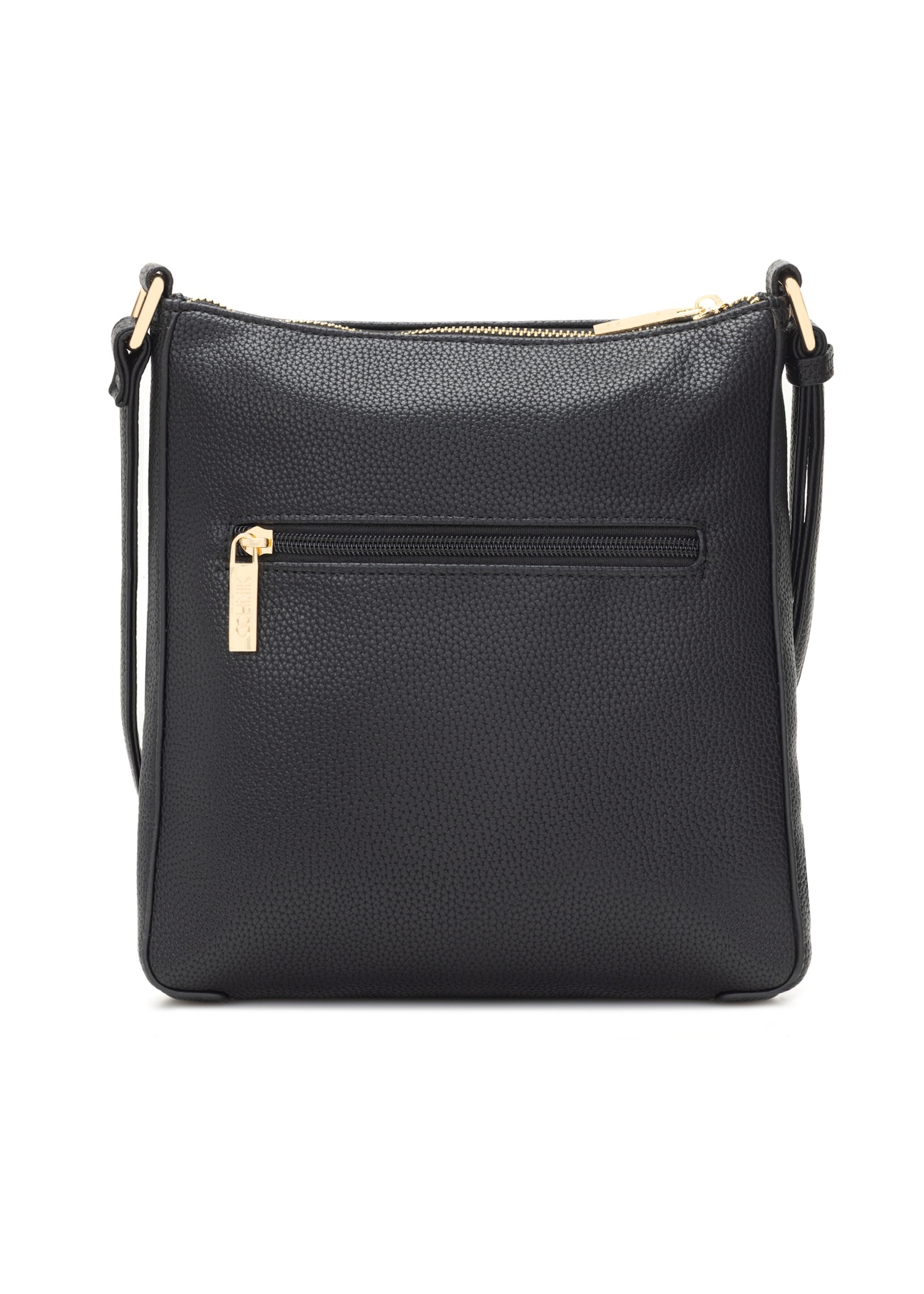 Чорна жіноча сумка-месенджер зі штучної шкіри TOREC-1177-99(W26), вигляд виробу ззаду на білому фоні.