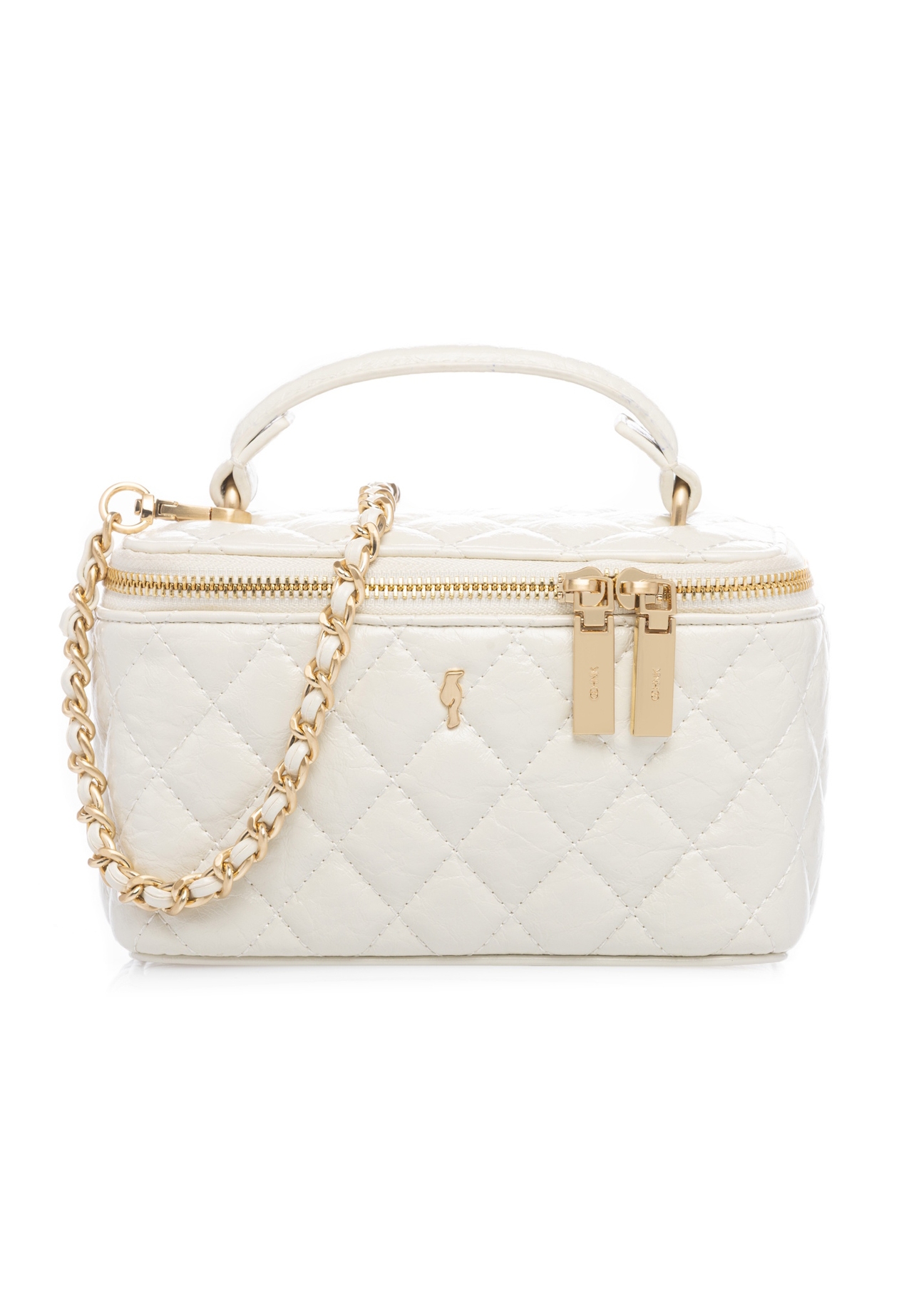 Кремова жіноча косметичка TOREC-1197-0A(W26), вигляд виробу спереду на білому тлі.