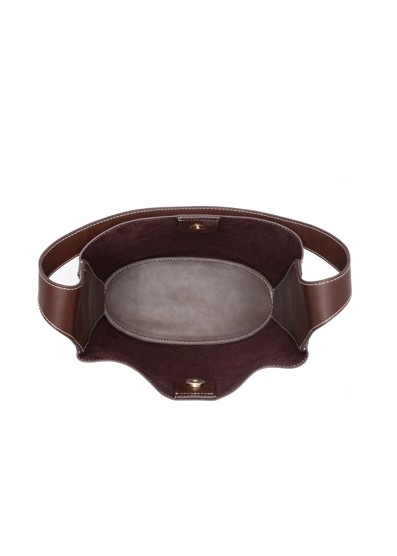 Темно-коричнева жіноча сумка зі штучної шкіри TOREC-1214-1H(W26), вигляд виробу всередині на білому тлі.