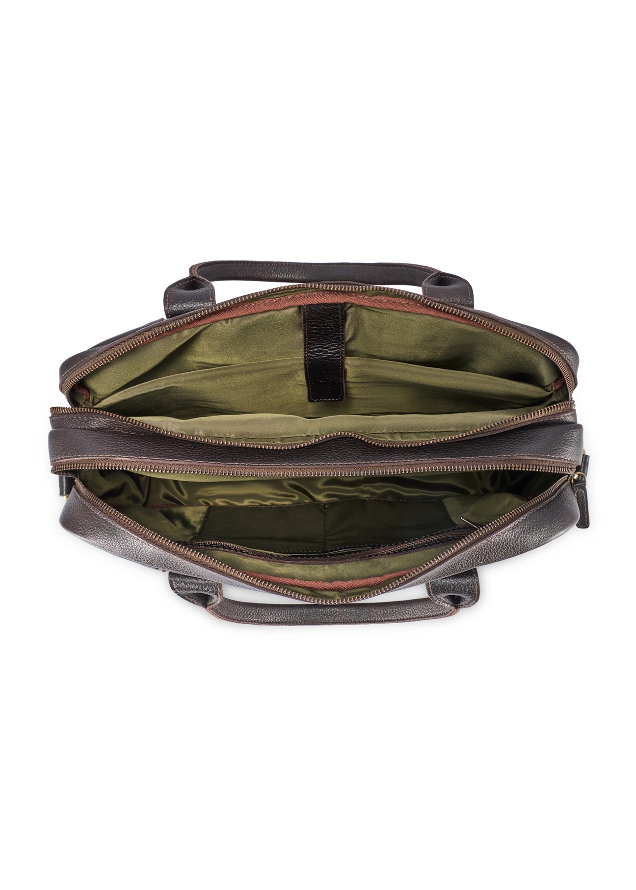 Коричнева чоловіча шкіряна сумка TORMS-0504-1I(W26), вигляд виробу всередині на білому тлі.