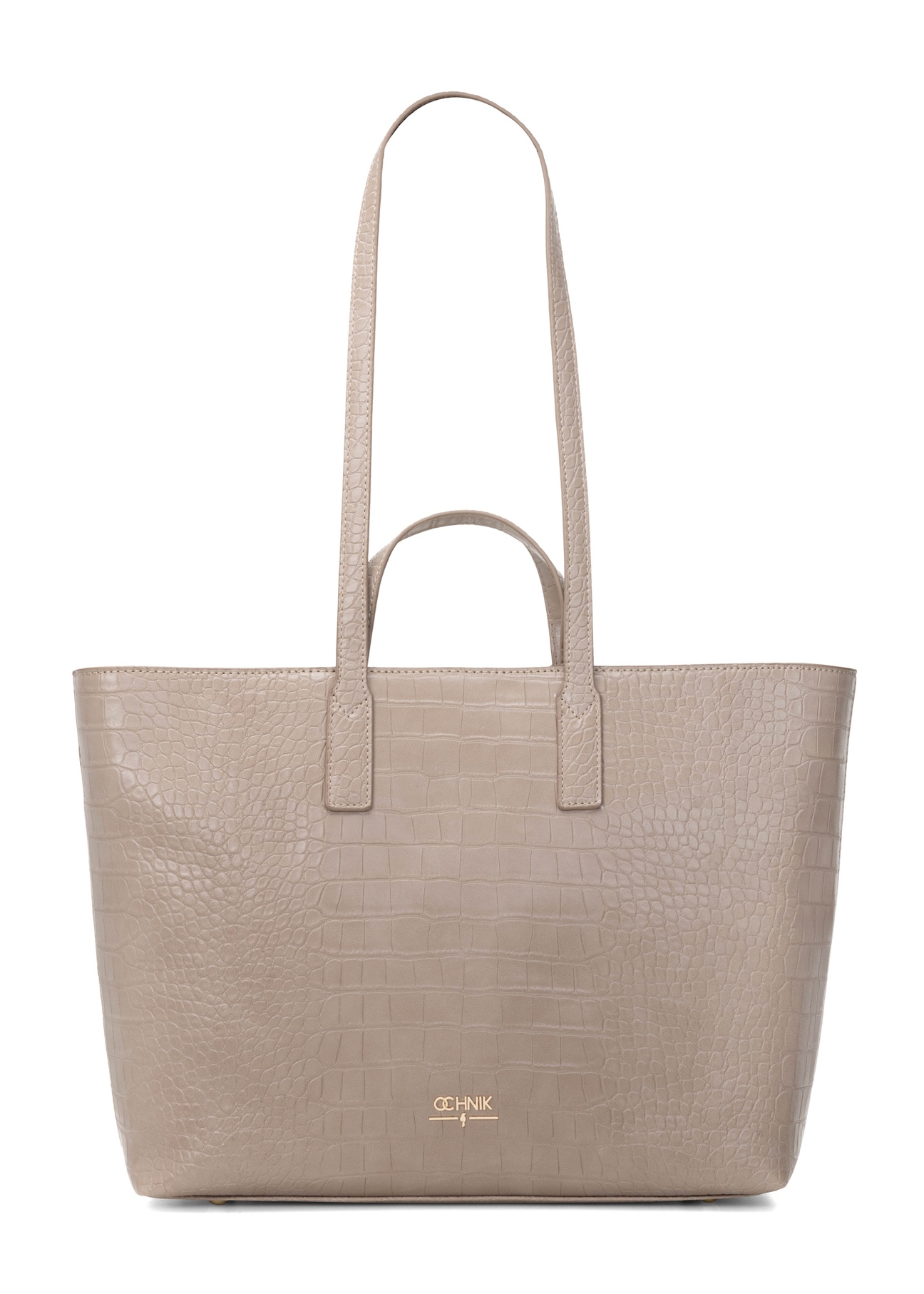 Бежева жіноча сумка-шопер TOREC-1204-1D(W26), вигляд виробу спереду на білому тлі.